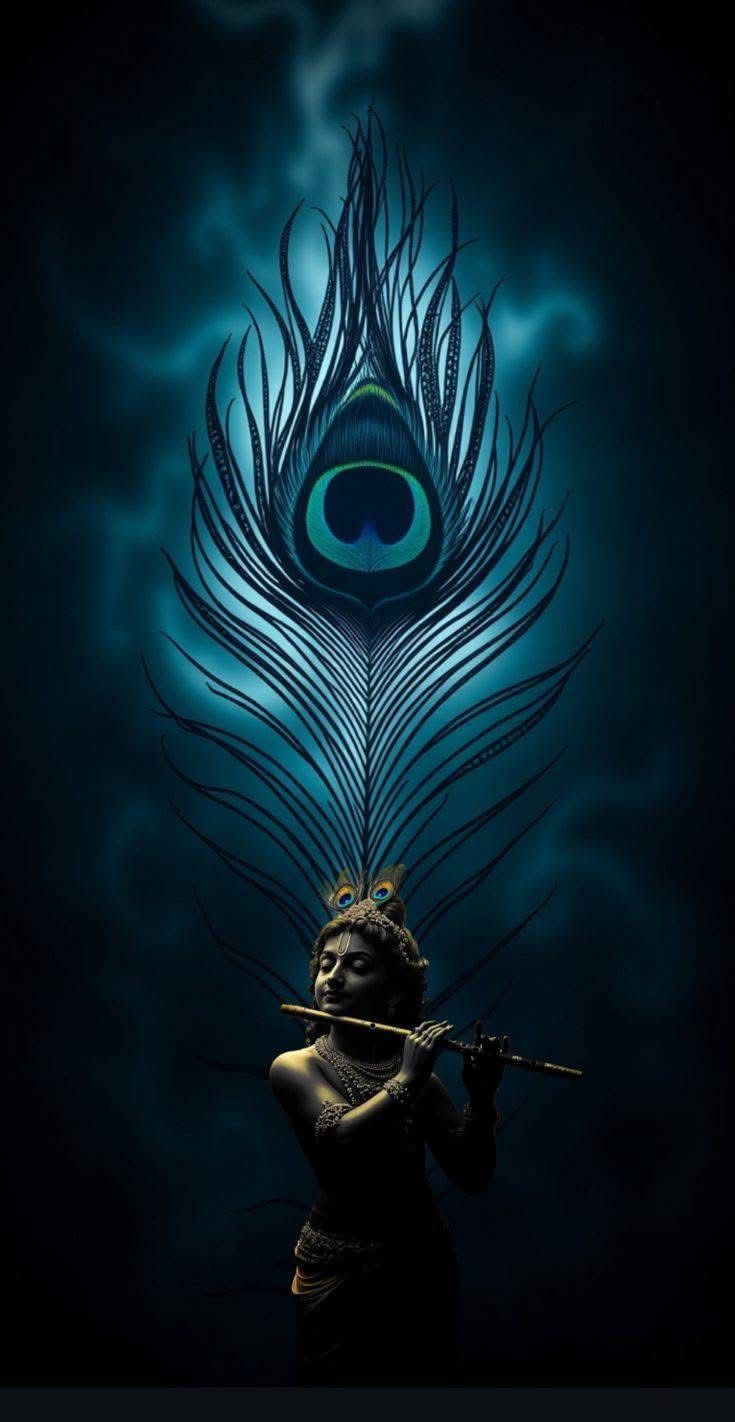735x1422 Peacok feather. Peacock feathers, Krishna wallpaper dark theme, Krishna image HD wallpaper new black