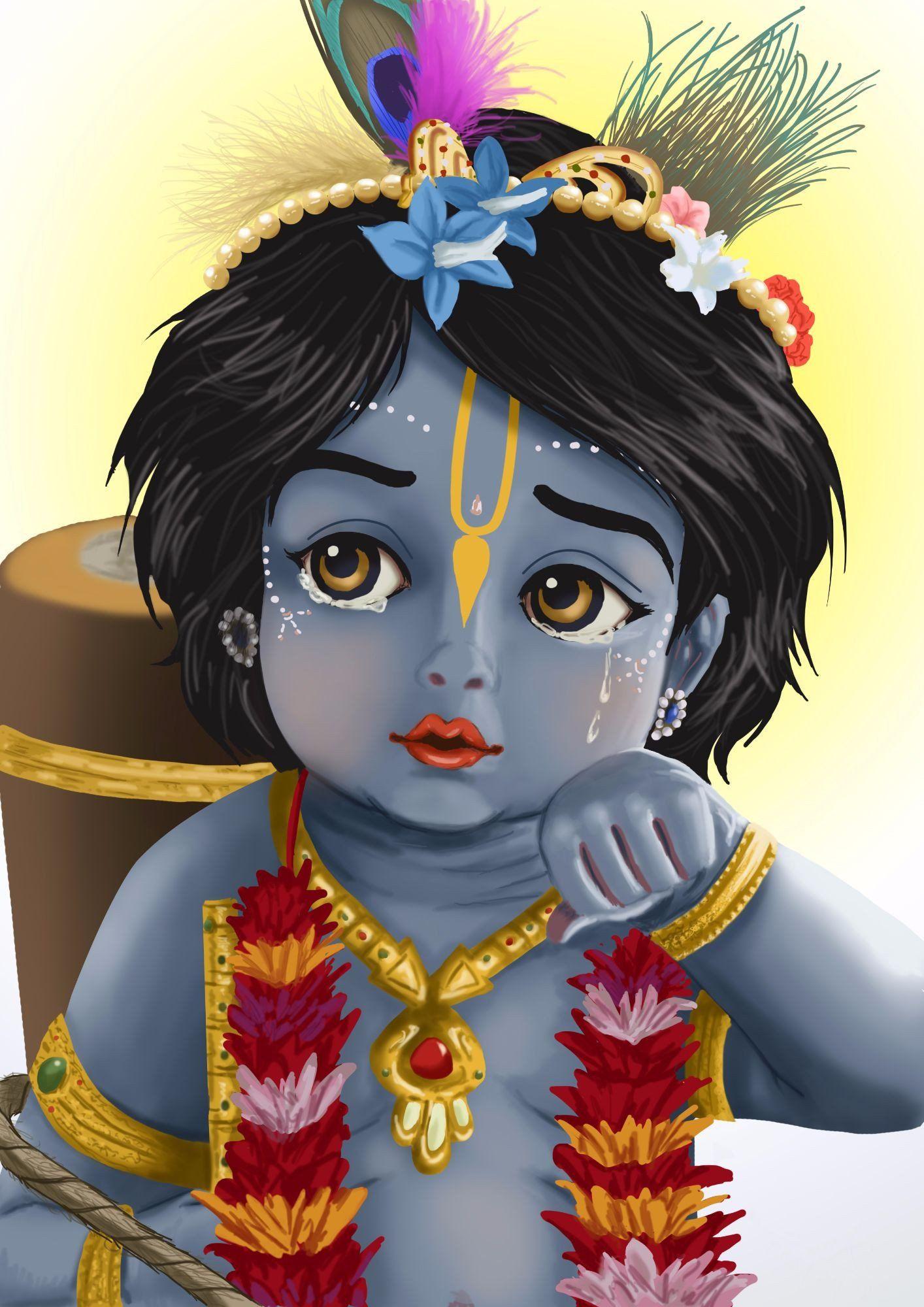 1414x2000 Baby Krishna Wallpaper