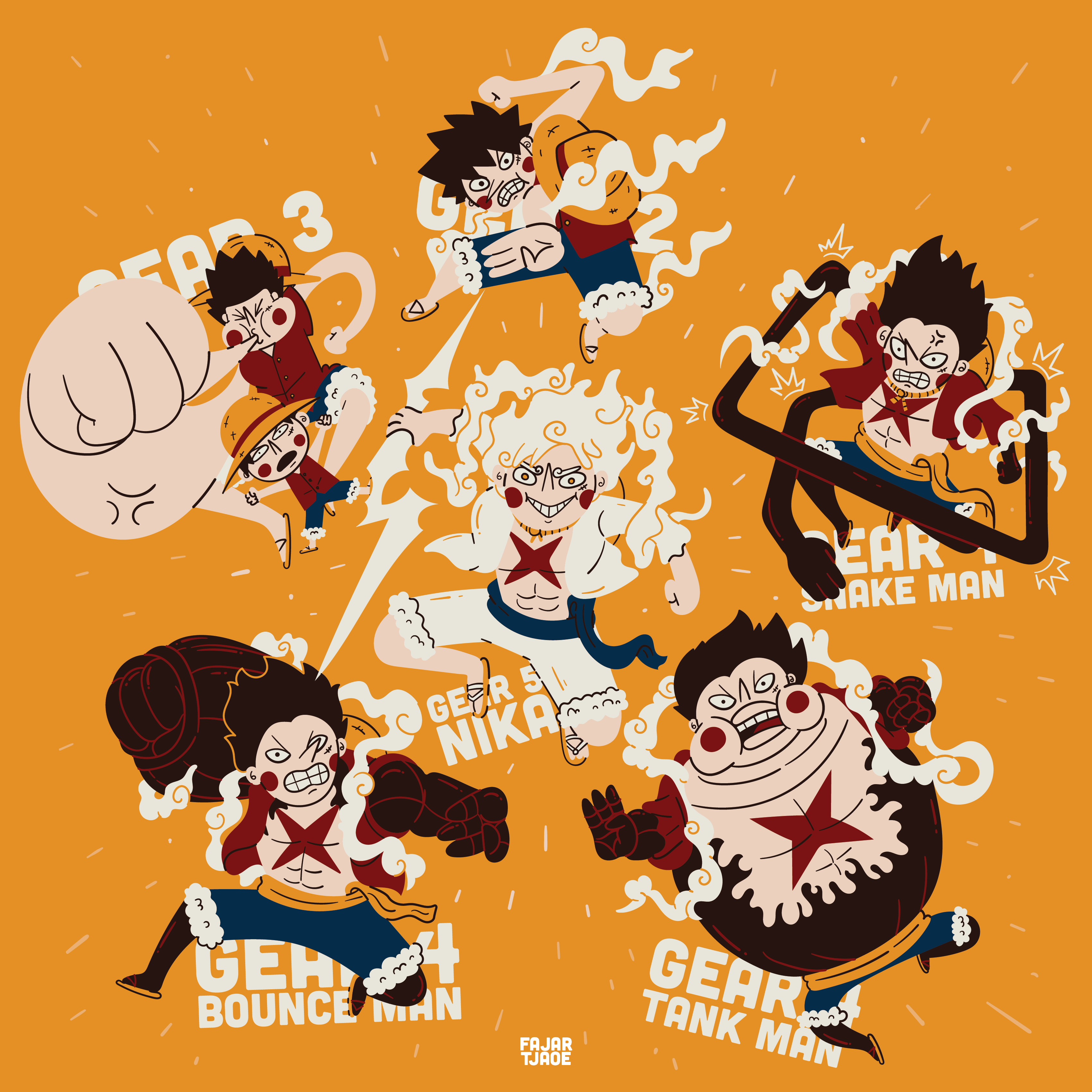 3402x3402 An Illustration of Luffy gears by me, what's you thoughts about it ?