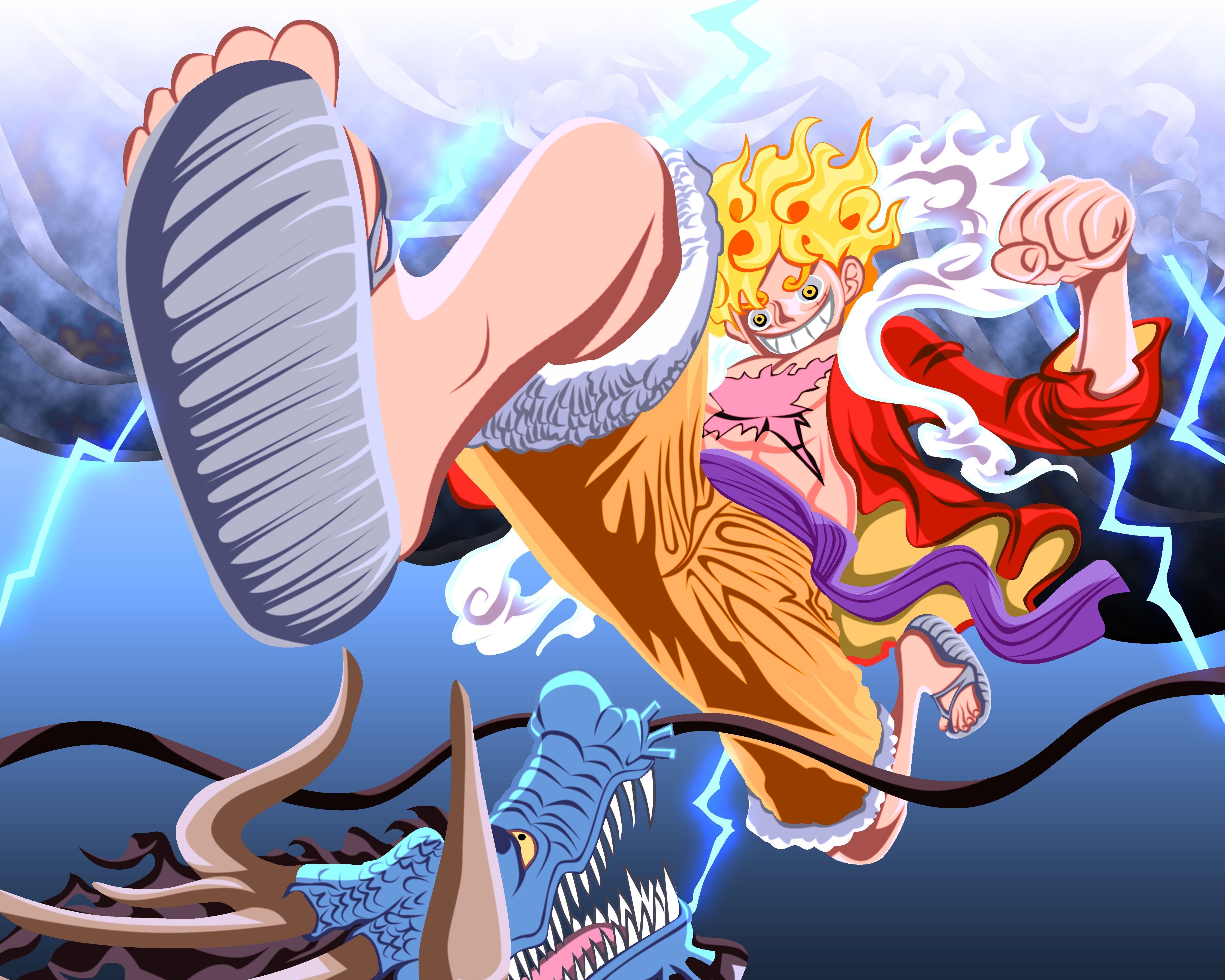 4495x3596 Luffy vs Kaido Wallpaper 4K, Gear One Piece