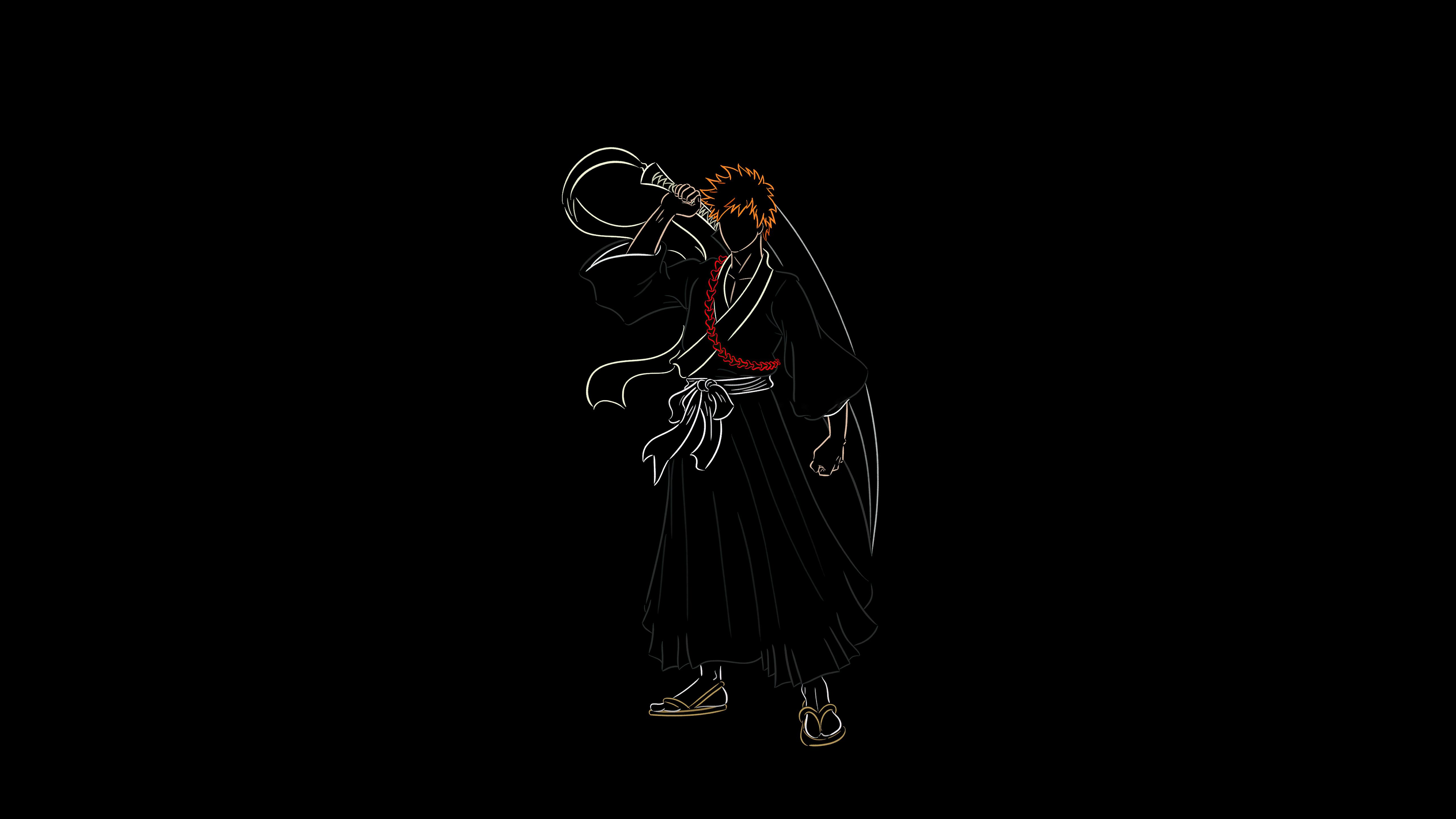 5120x2880 Ichigo Kurosaki Wallpaper 4K, Black background, 5K, Bleach