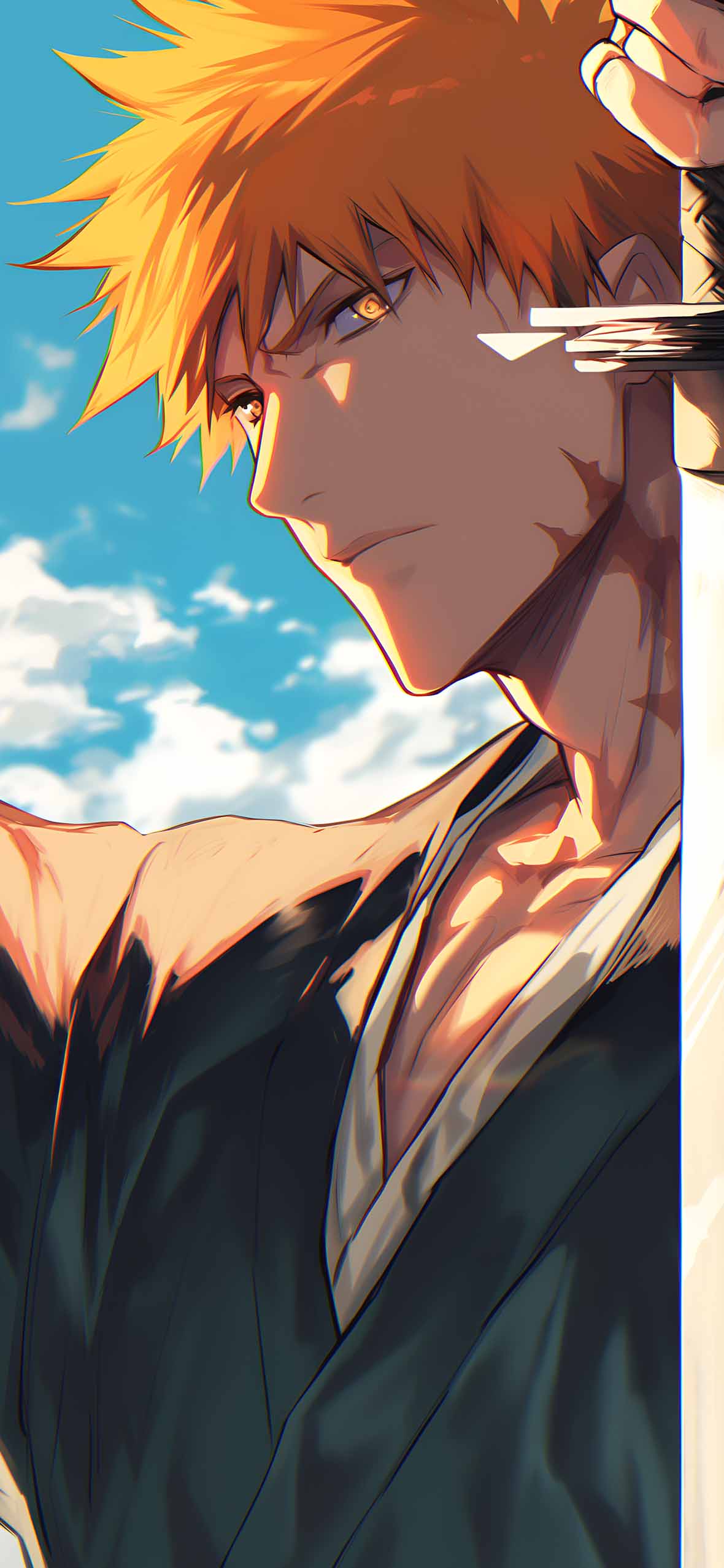 1180x2554 Ichigo Kurosaki Fierce Zangetsu Bleach Tap to Switch Wallpaper
