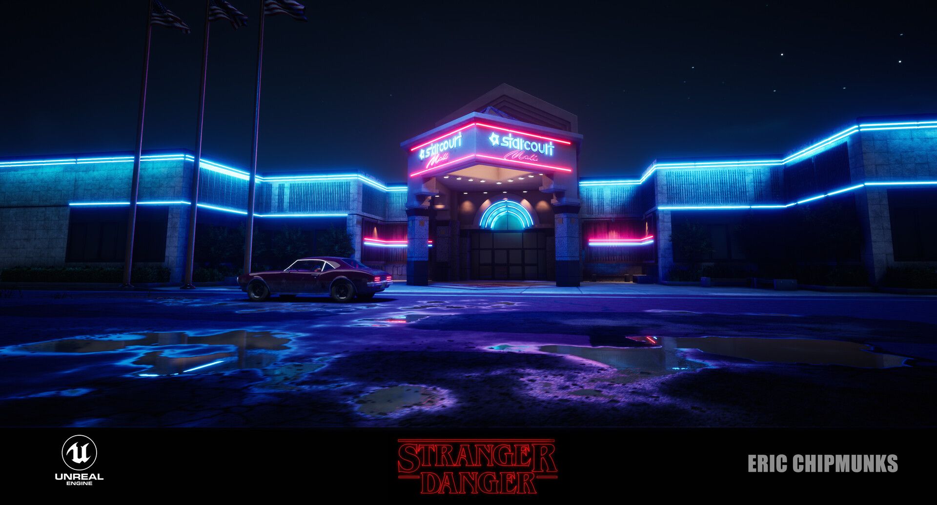 1920x1035 Chipmunks Smile Stranger Things Starcourt Mall From UE4