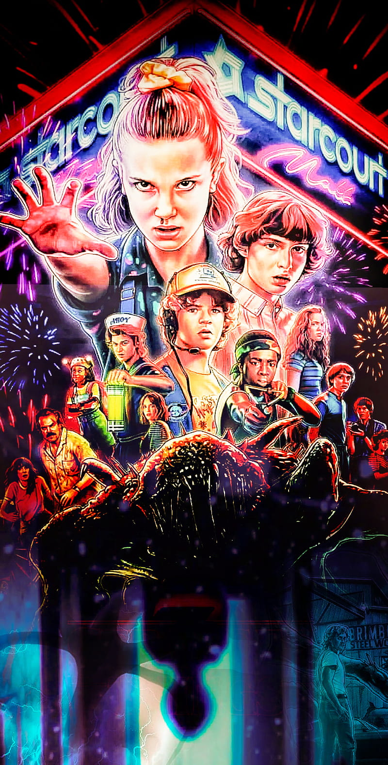 800x1579 Stranger Down, star court, stranger things, upside down, HD phone wallpaper