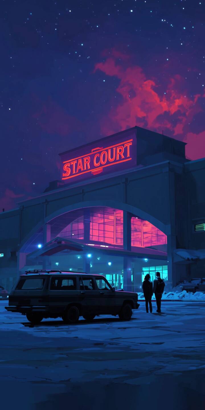 720x1440 Starcourt Mall Exterior Night Scene