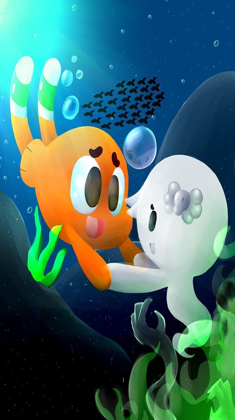 800x1429 Gumball, carry, darwin, fish, gold, happy, ocean, sad, winter, winter is here, HD phone wallpaper