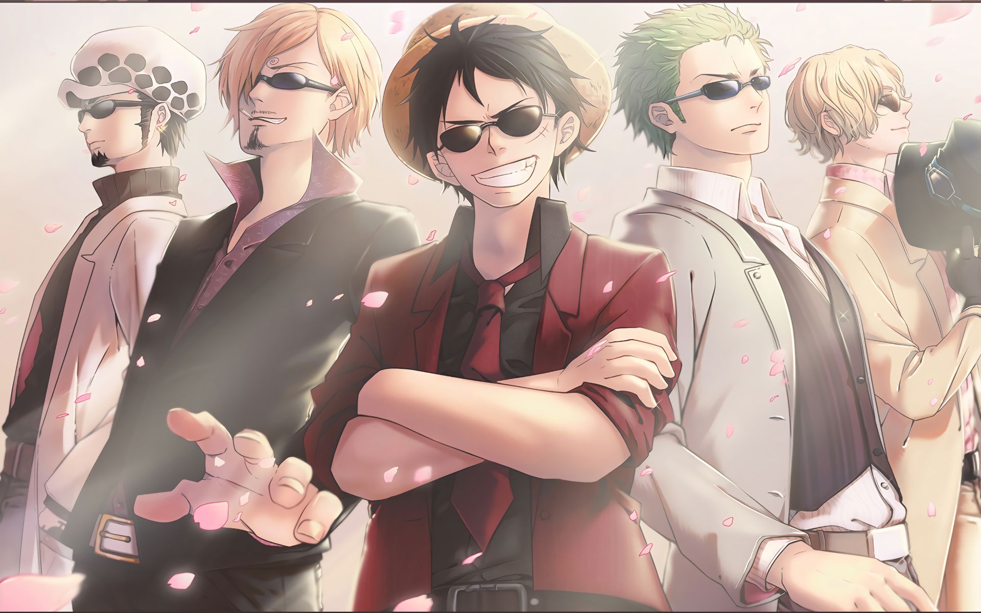1920x1200 Desktop wallpaper: One Piece, Trafalgar Law, Roronoa Zoro, Anime, Sabo (One Piece), Monkey D Luffy, Sanji (One Piece) 4K free download for PC. 384467