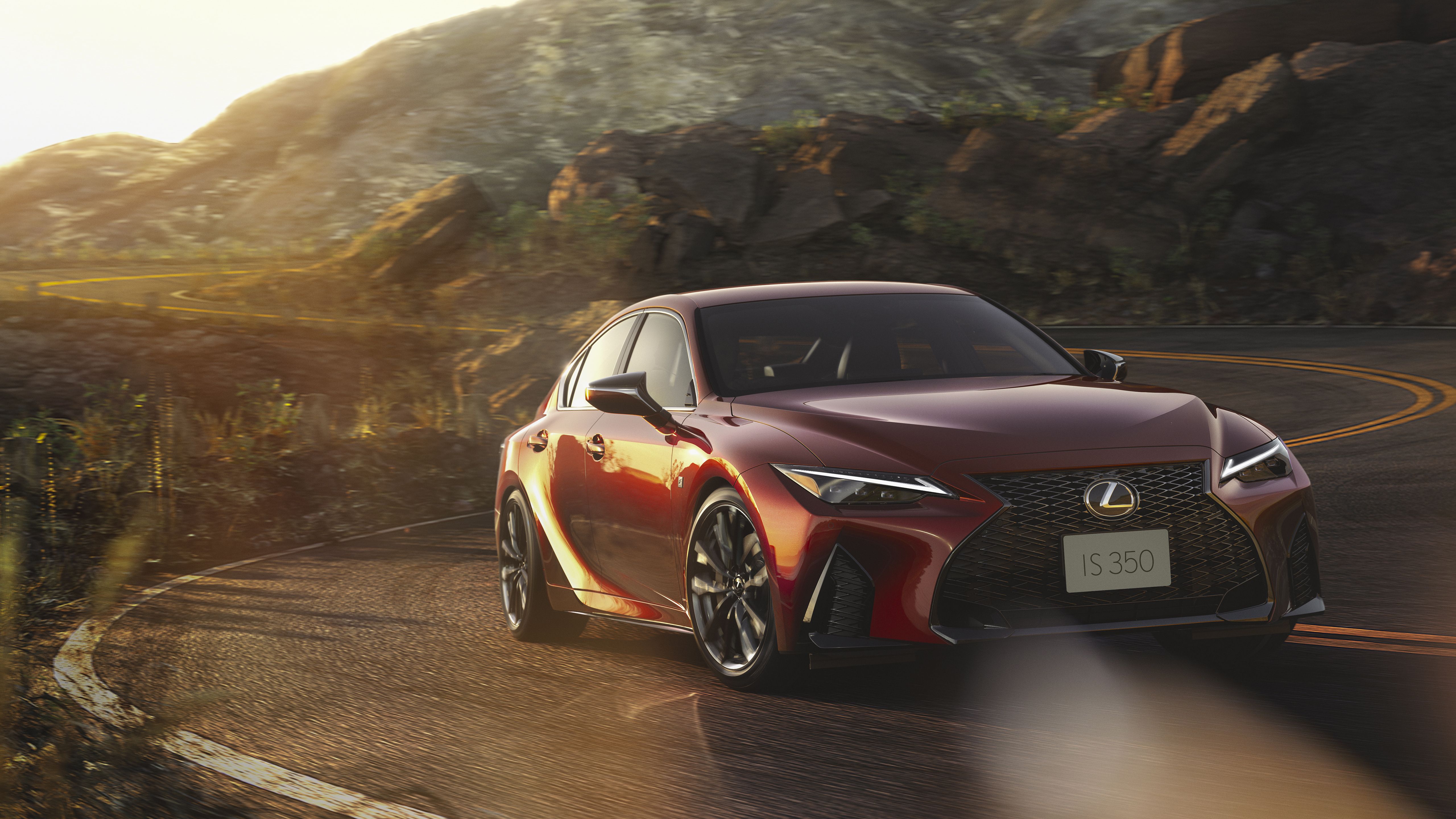 5120x2880 Lexus IS 350 F SPORT red car in the mountains Desktop wallpaper 1400x1050