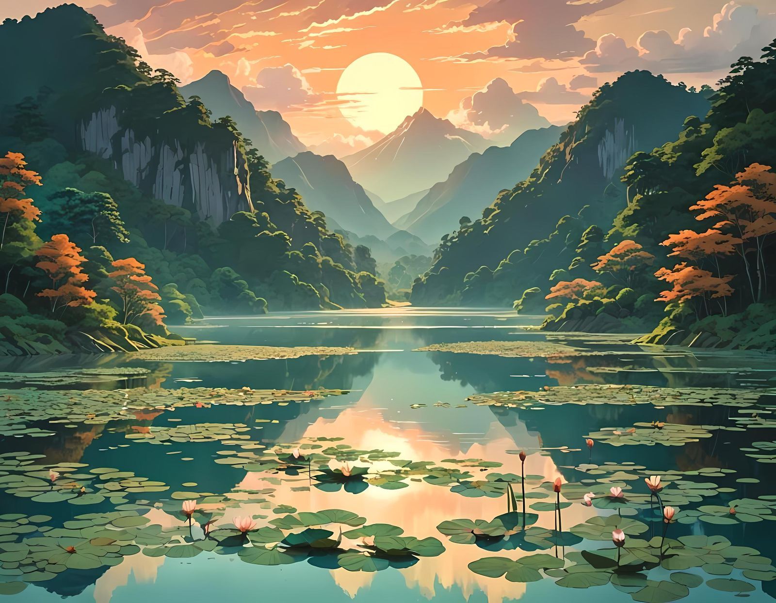1600x1244 a cinematic scenery anime background