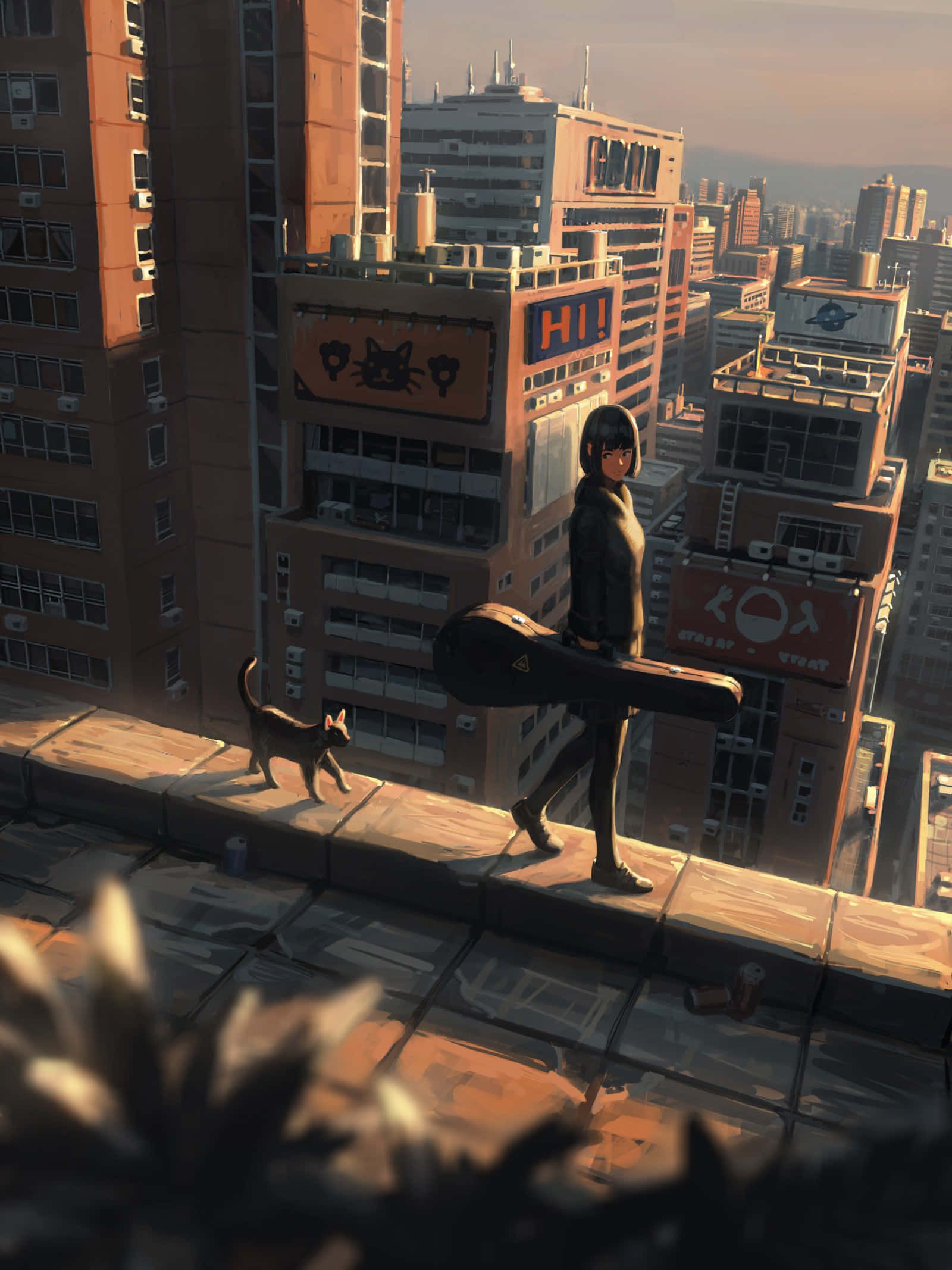 1600x2134 Download Cinematic Anime Building View Wallpaper