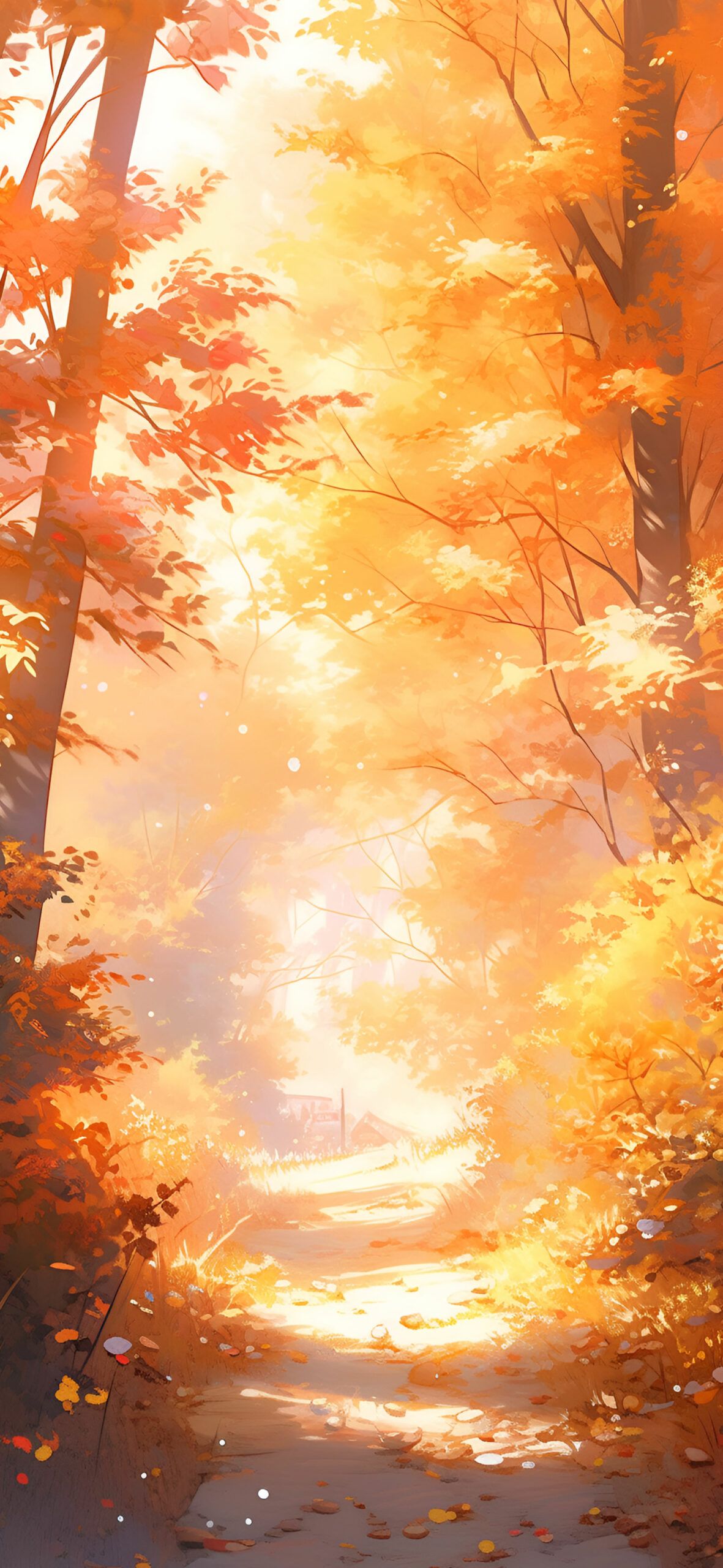 1181x2560 Sunny Autumn Forest Aesthetic Wallpaper Wallpaper iPhone