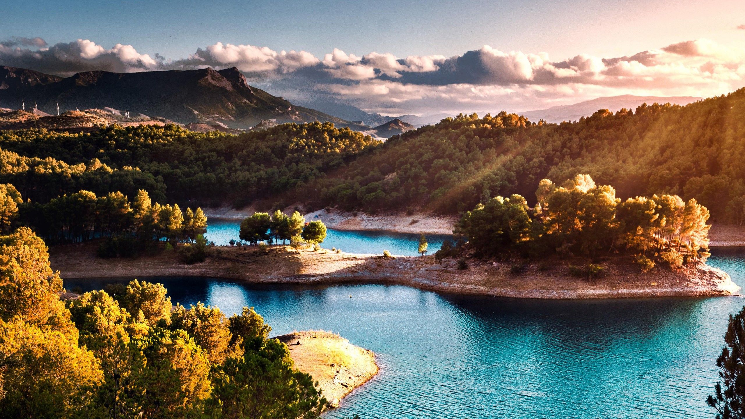 2560x1440 Sunny day Landscape 4K Wallpaper