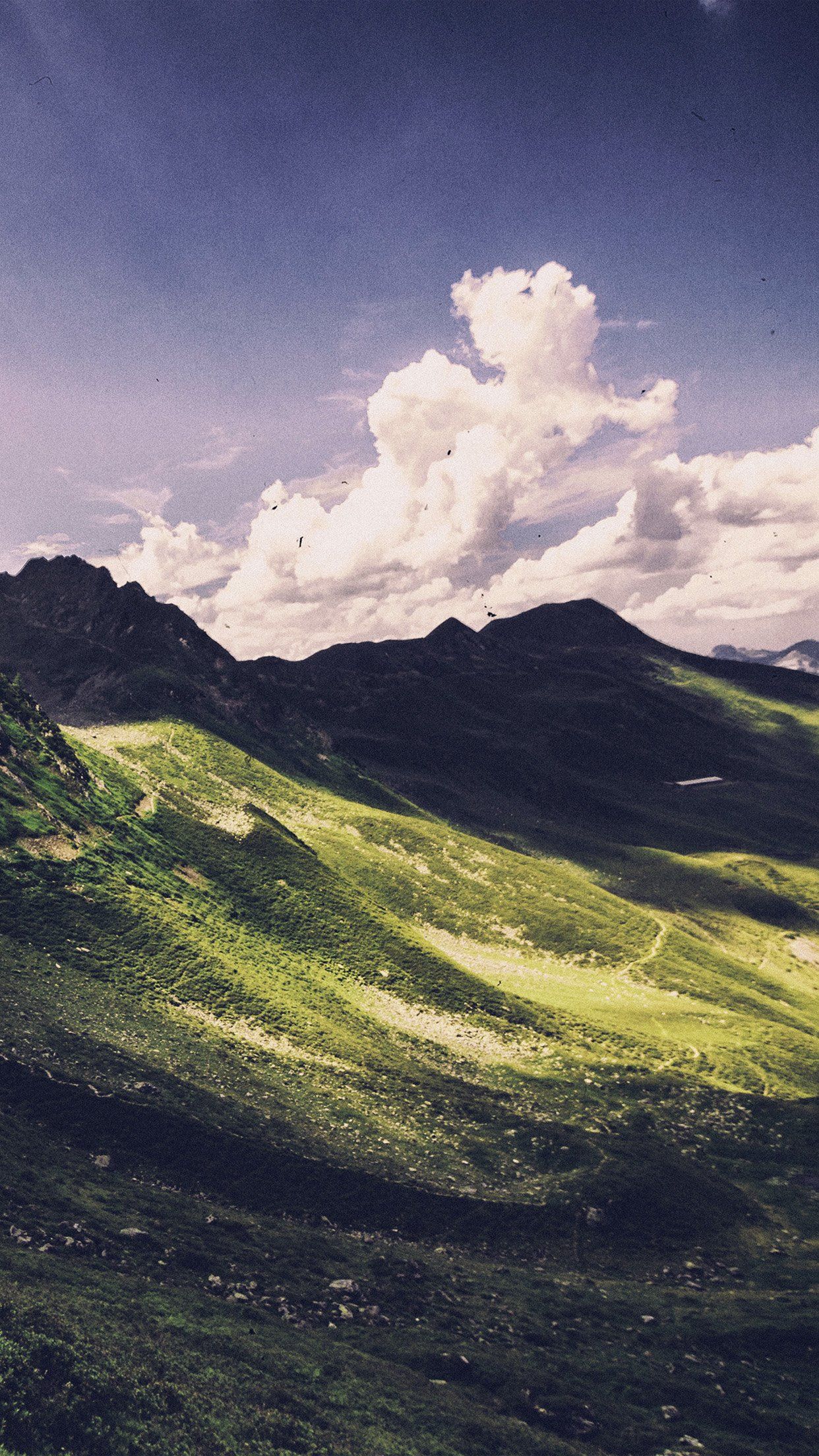 1242x2208 Nature Mountain Green Cloud Sunny Summer iPhone 7 Wallpaper