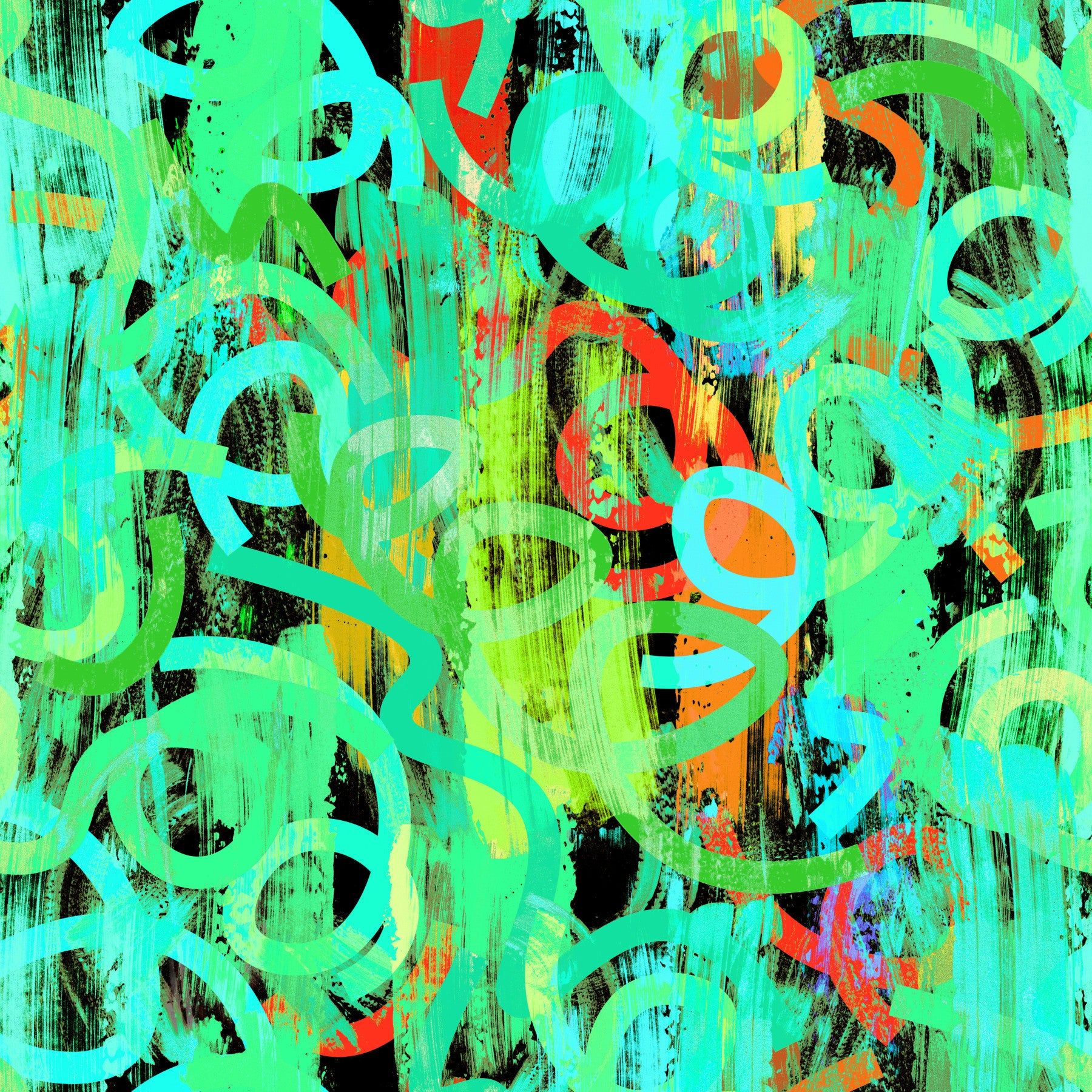 1800x1800 Neon Green Scribble Abstract Swirls Loops Wallpaper