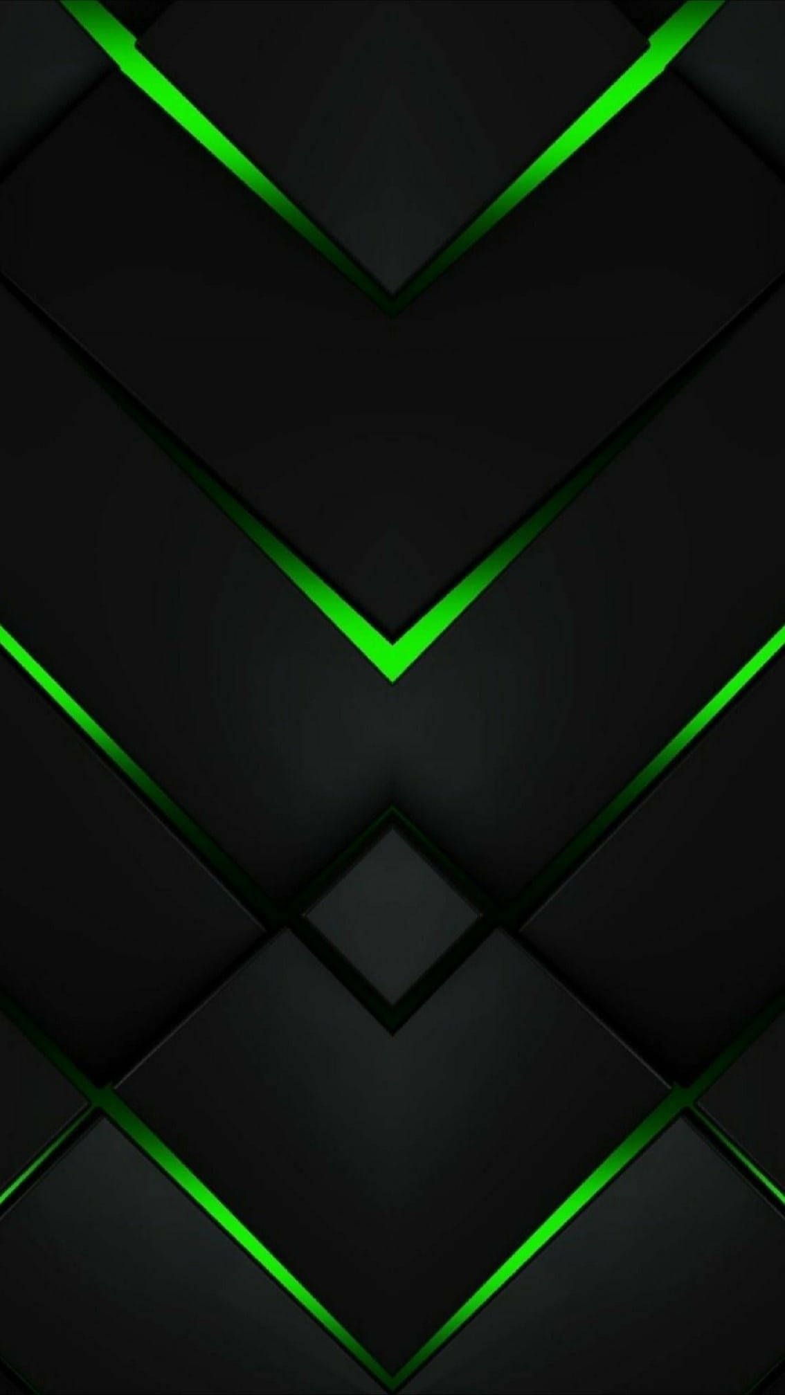 1134x2016 Download 3D Material Neon Green And Black Pattern Wallpaper