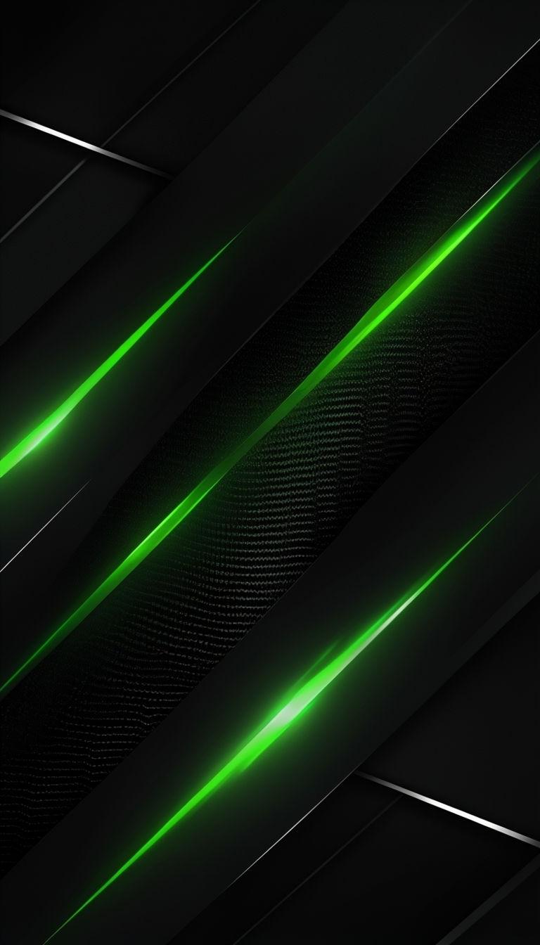 768x1344 Abstract Neon Green and Black Geometric Design Mobile Wallpaper