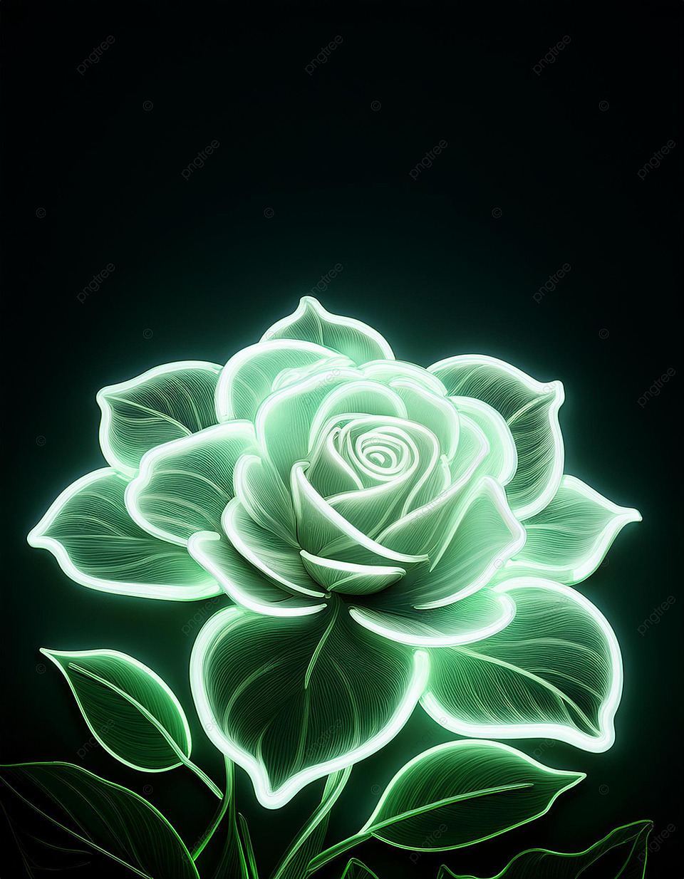 960x1234 A Glowing Green Neon Rose With A Dark Background Wallpaper Image For Free Download