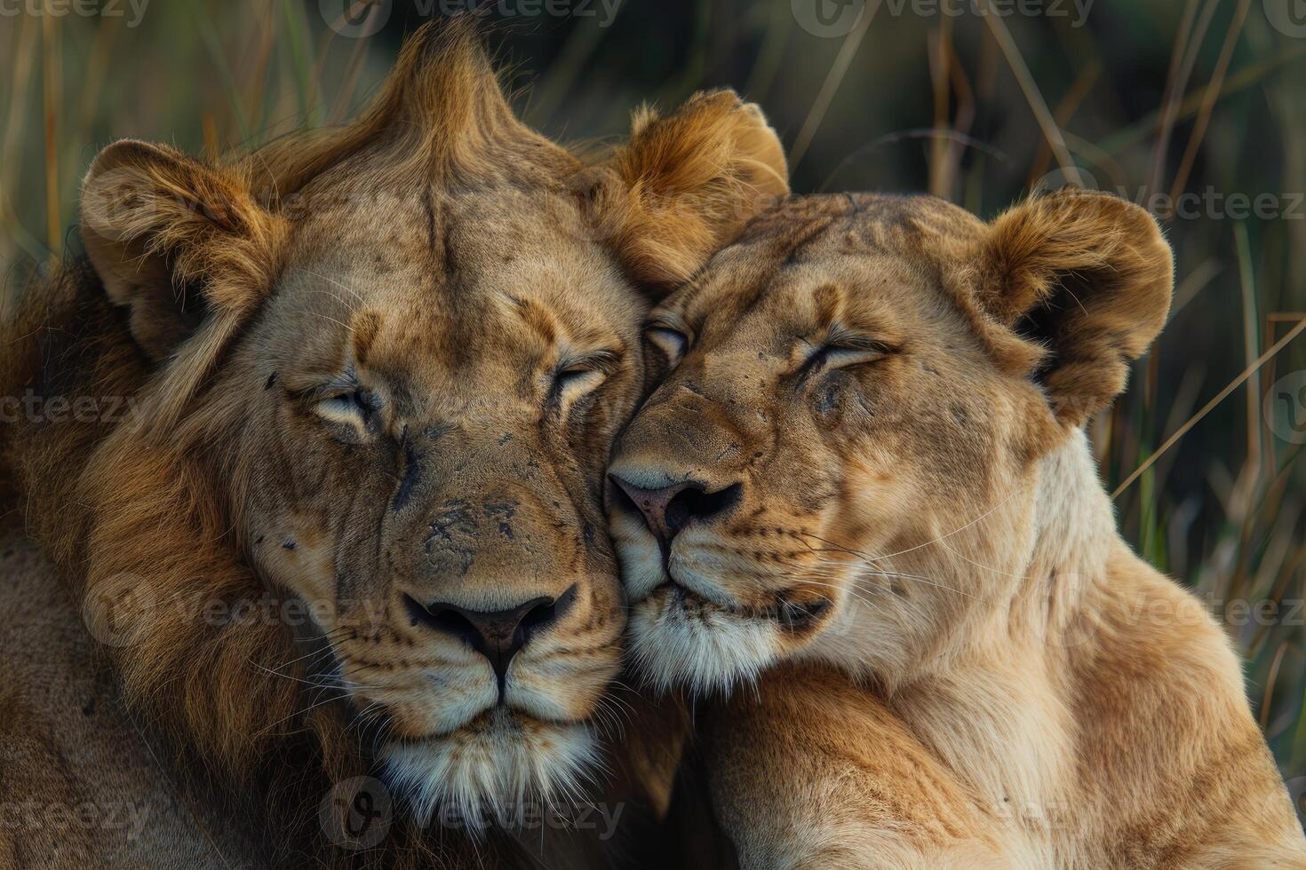 1470x980 Affectionate lion couple relaxing in nature