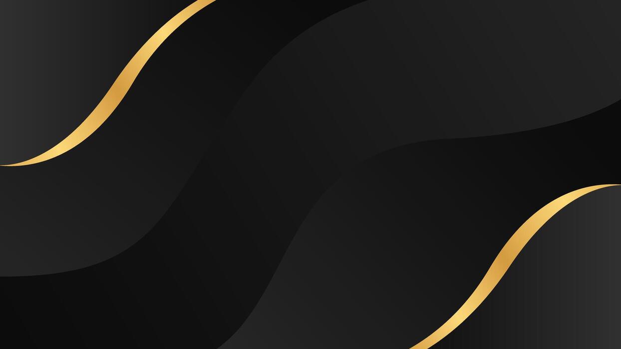 1244x700 Black and gold abstract curve background, metallic wavy shapes, modern wallpaper for templates, banners, cards, web, pages, and others