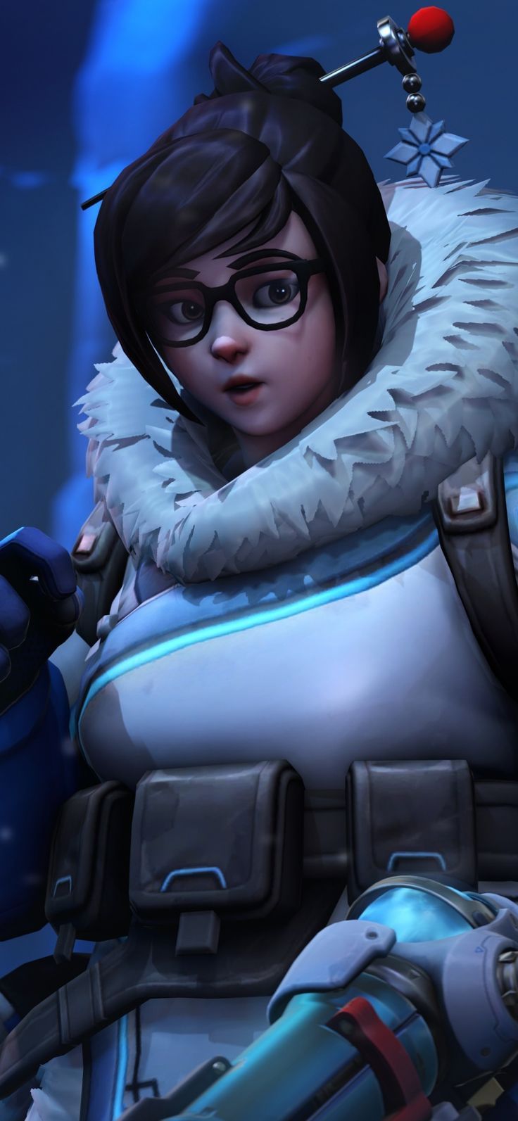 736x1593 Overwatch, cute, Mei, art, 1125x2436 wallpaper