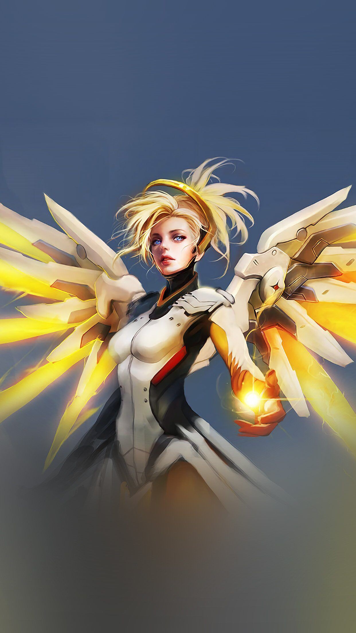 1242x2208 Overwatch Mercy Cute Game Art Illustration Angel iPhone 6 Wallpaper