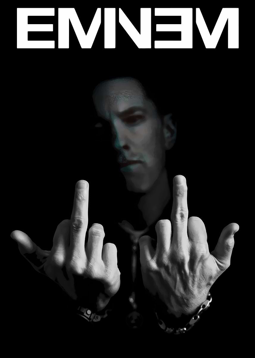 857x1200 Eminem Middle Finger Poster' Poster, picture, metal print, paint