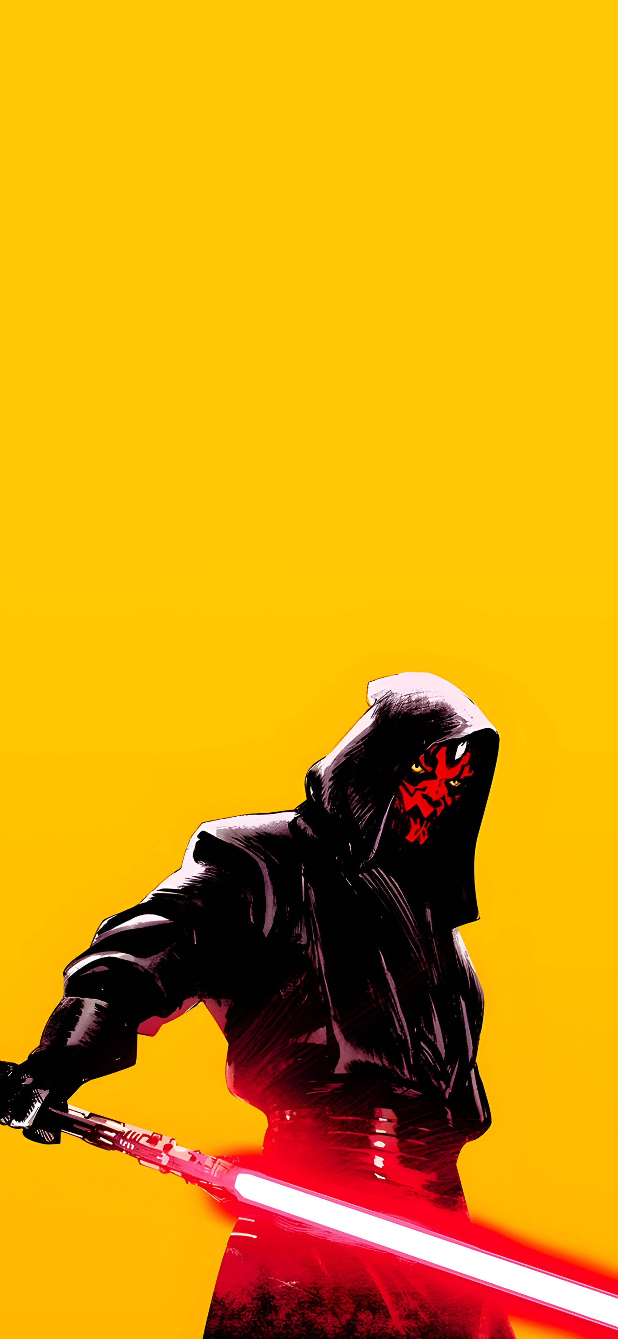 2000x4329 Darth Maul Yellow Background Star Wars Wallpaper