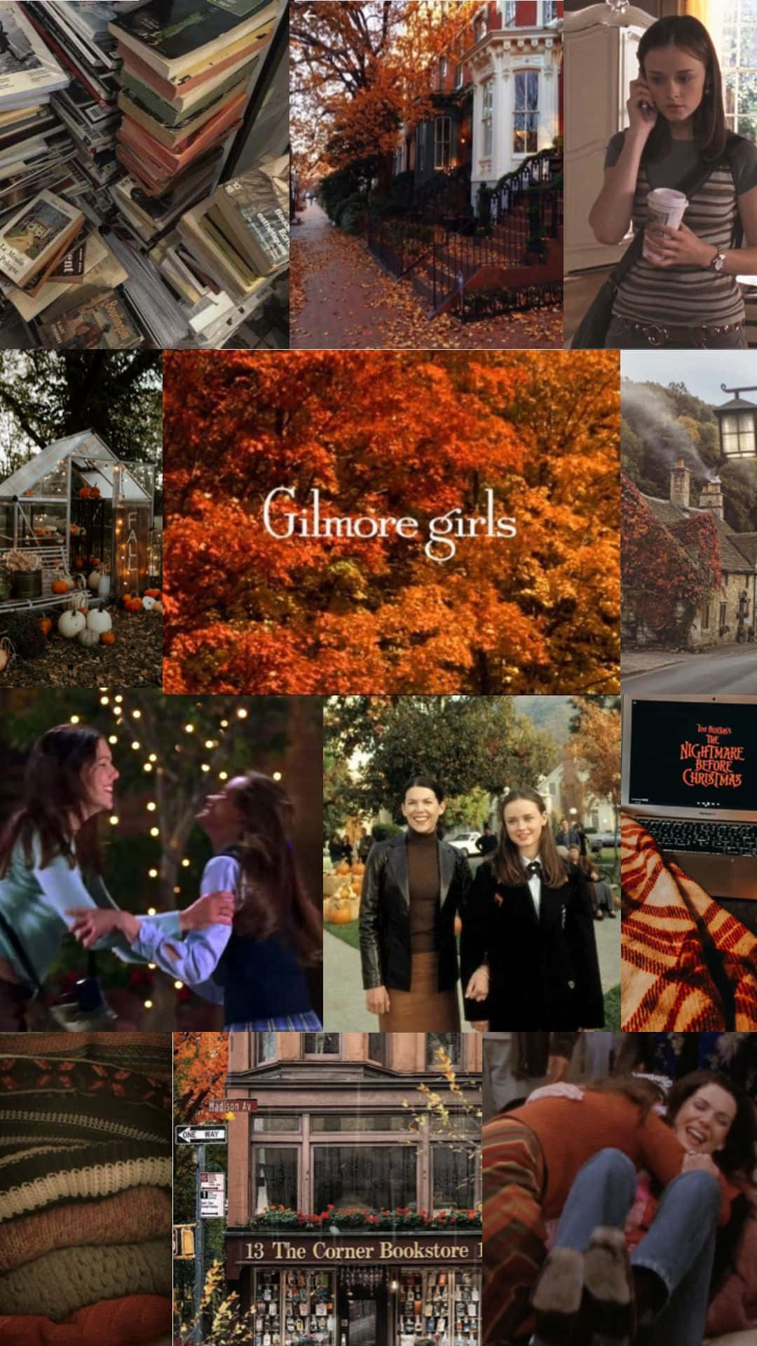 1080x1920 Download Gilmore Girls Autumn Aesthetic Collage Wallpaper