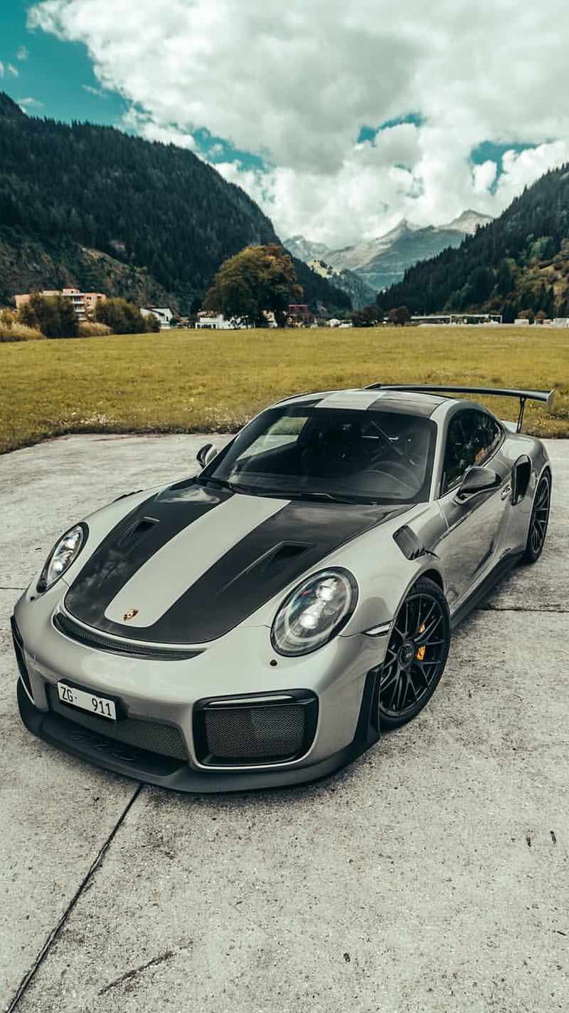 800x1422 Porsche GT2RS, gt, silver, car, supercar, sports, america, new, mountains, HD phone wallpaper