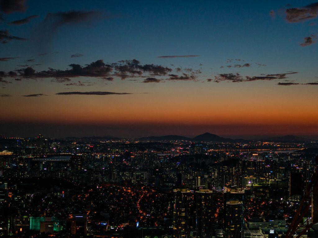1024x768 Desktop wallpaper city, seoul, night, buildings, HD image, picture, background, e5f718