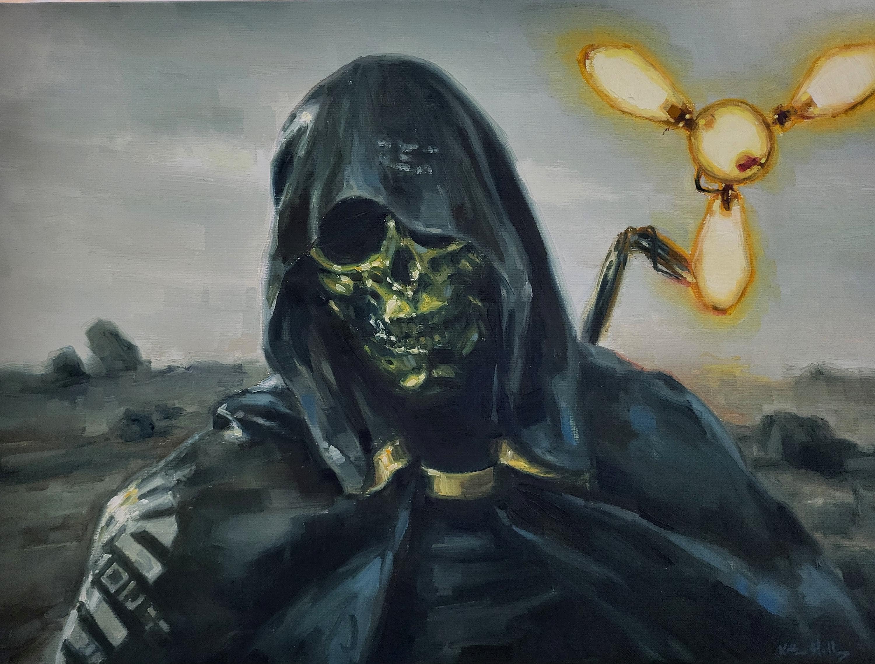 3000x2278 Higgs Monaghan Oil Painting, Death Stranding Inspired Sci Fi Art, 12x16