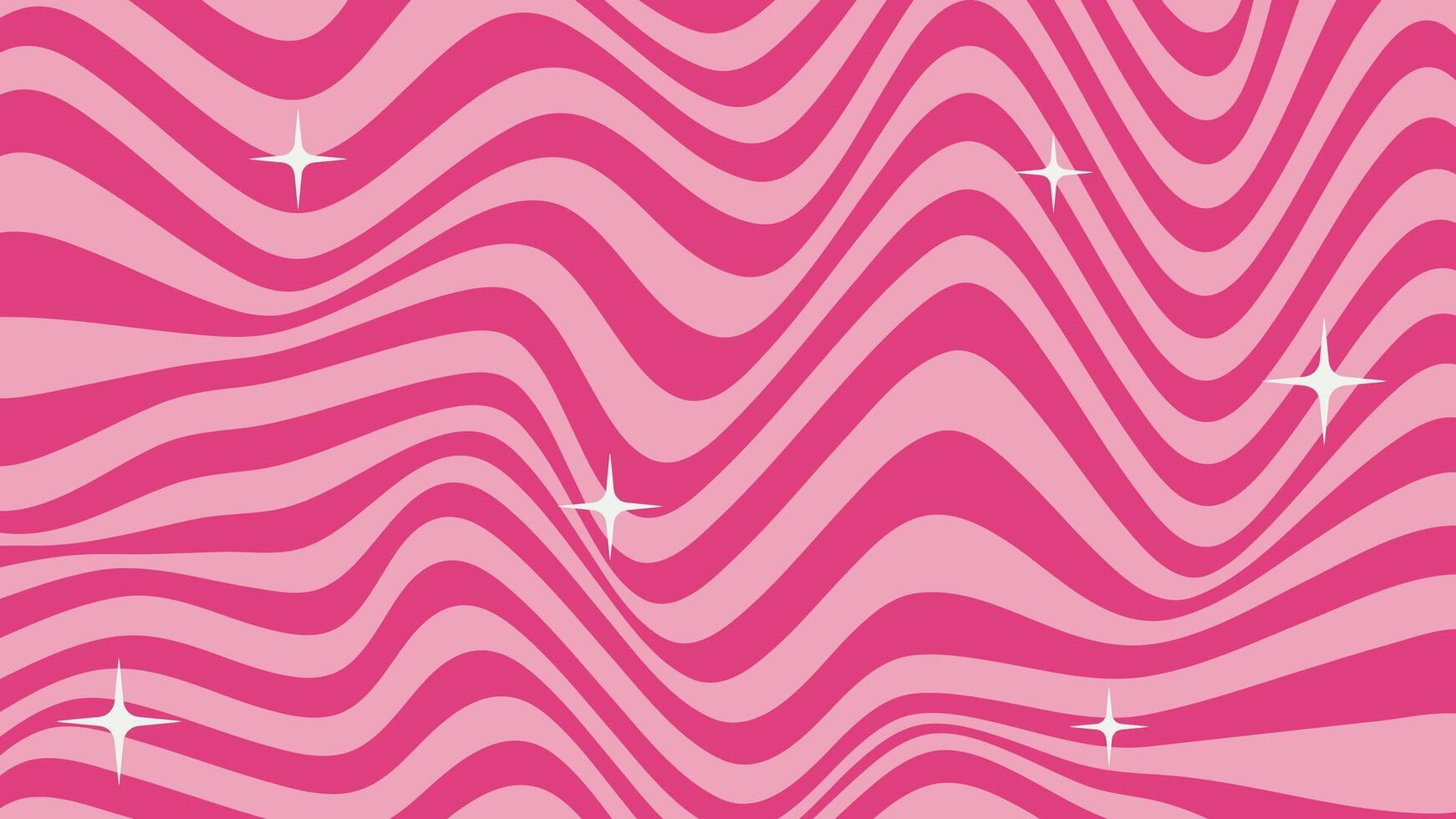 1742x980 Cute pinky abstract background in barbie core 2000s style. Trendy psychedelic retro style backdrop. Waves, swirl, twirl and stars pattern. Twisted distorted vector texture. Y2k aesthetic design