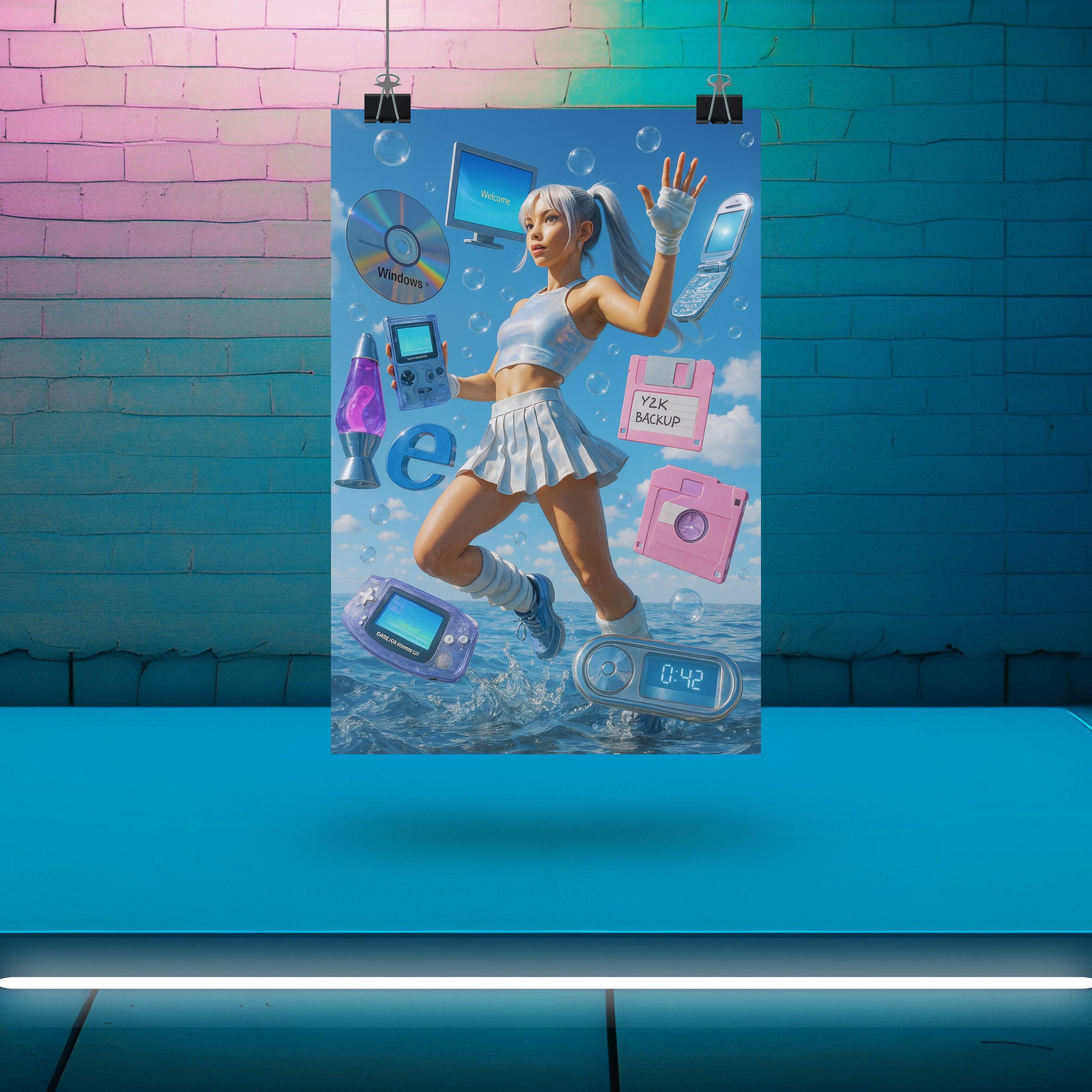 2500x2500 Y2K Poster Wall. Y2K Retro Digital Poster. Cybercore Wall Arts Aesthetic Decor. Windows XP Vibes. Baddie Aesthetics Poster