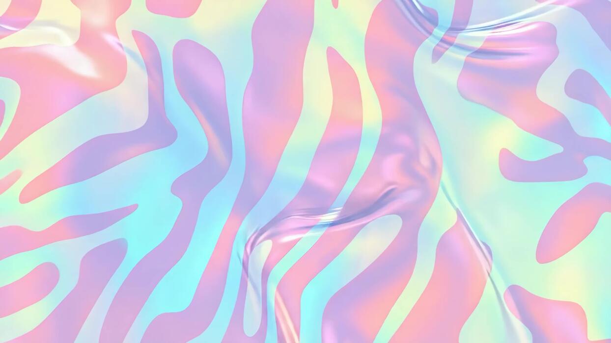 1244x700 Tiger stripes holographic abstract backdrop. Movement of gradient pastel waves. Y2K shimmering packshot presentation background