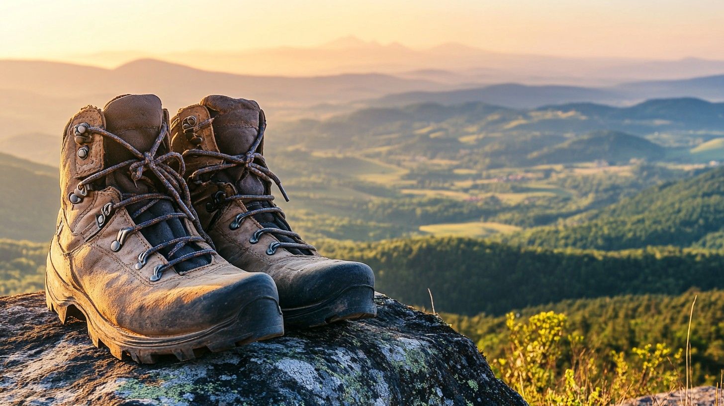 1456x816 Download Hiking boots outdoors Image, Boots, Sunrise