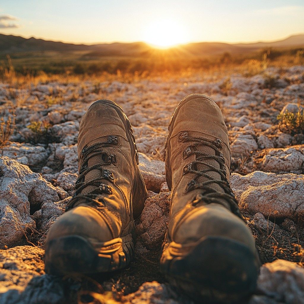 1024x1024 Download Sunset Hiking Boots Image, Boots, Hiking