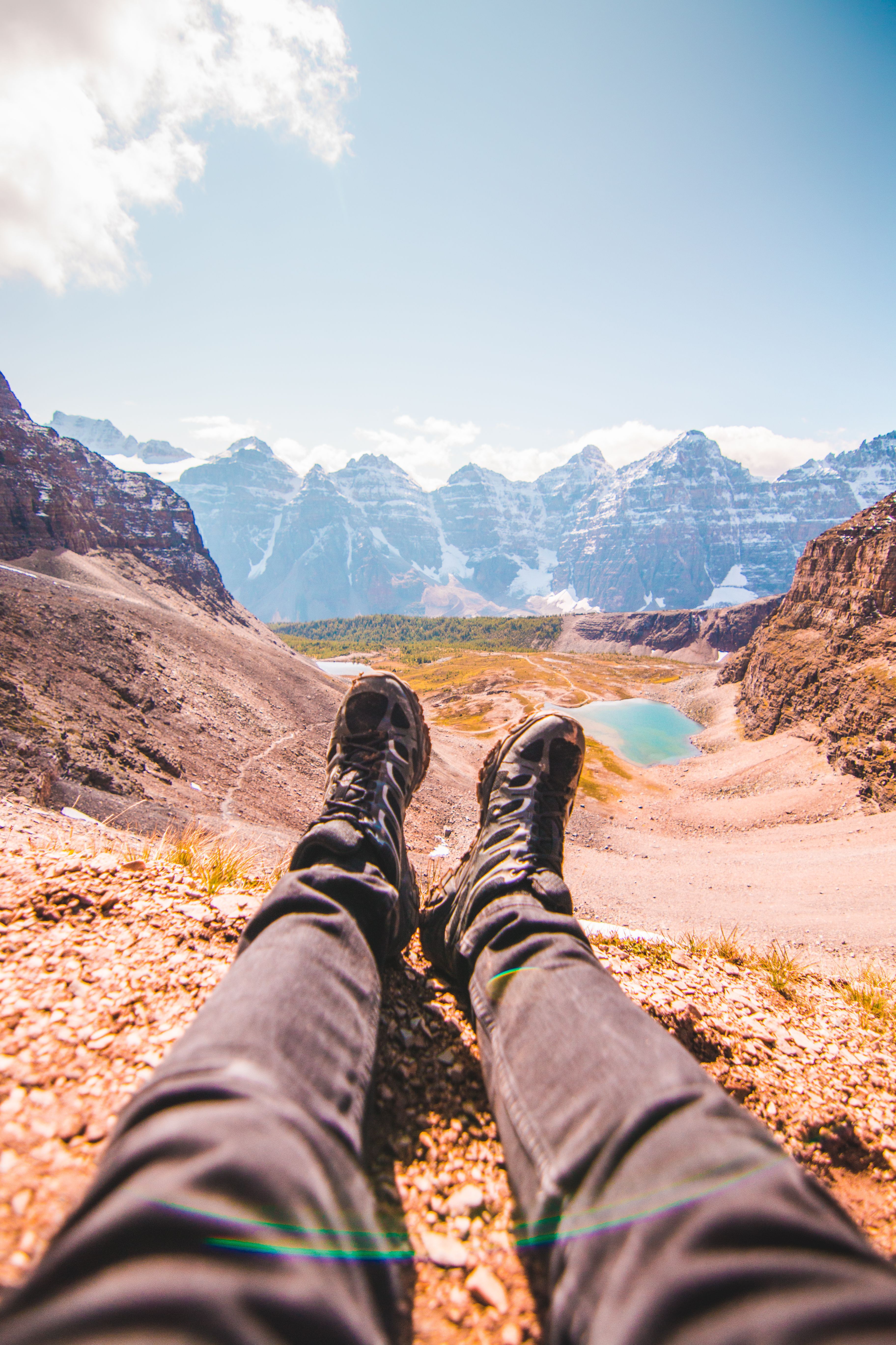 3648x5472 Person in Black Pants and Black Hiking Shoes Sitting on the Ground · Free