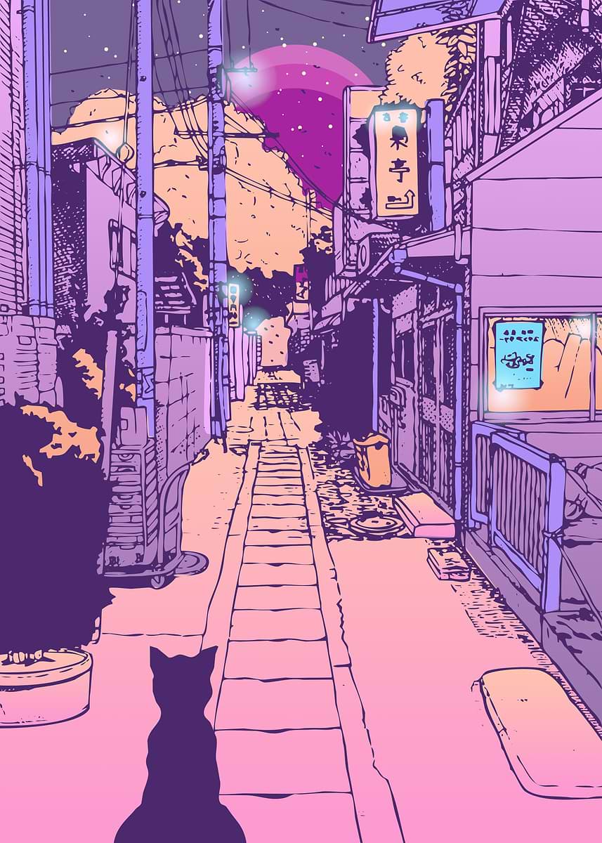 857x1200 Japan Cat Street City Pop