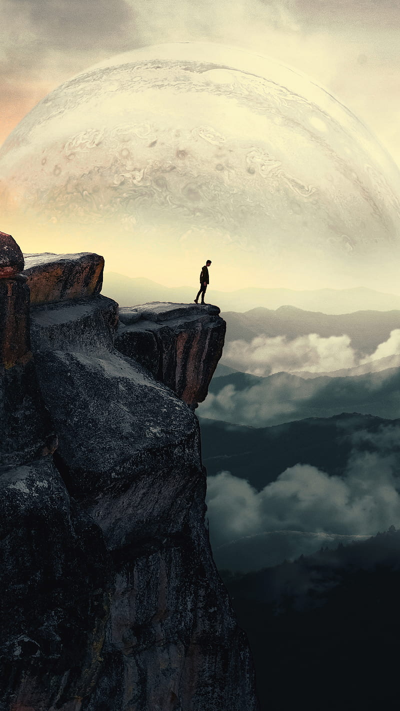 800x1422 Space Mountain, Taudalpoi, adventure, awesome, cliff, clouds, collage, cool, HD phone wallpaper