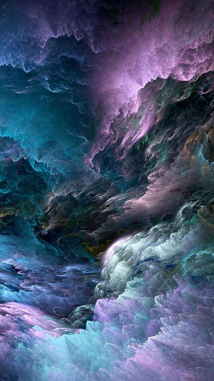 736x1308 Abstract Painting with Blue, Purple, and Green Sky. Cave nebula wallpaper, Galaxy storm wallpaper, Cosmic