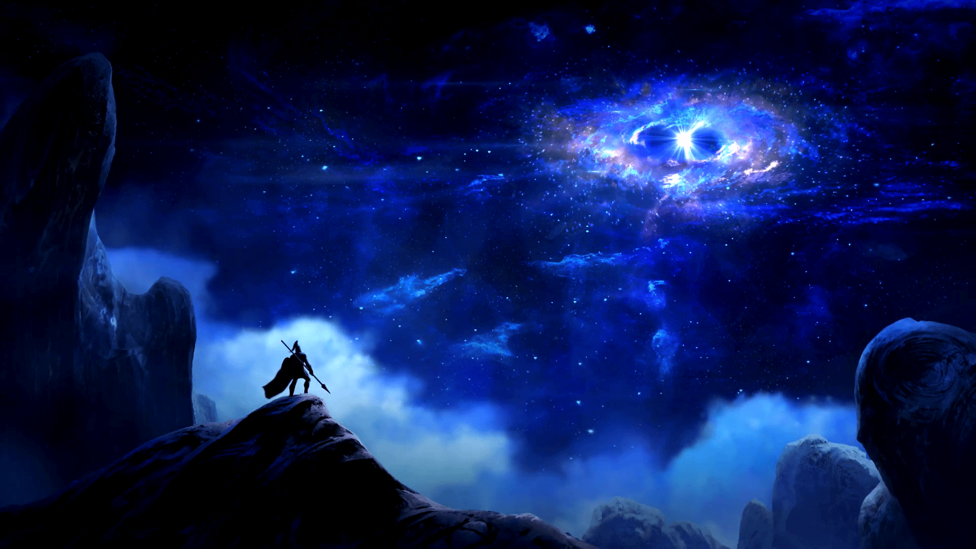 1920x1080 Epic League of Legends HD Wallpaper: Cosmic Battle Under the Starsx1080