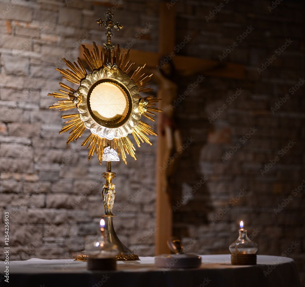 1000x941 The Blessed Sacrament exposed for adoration in a community chapel Wall Mural