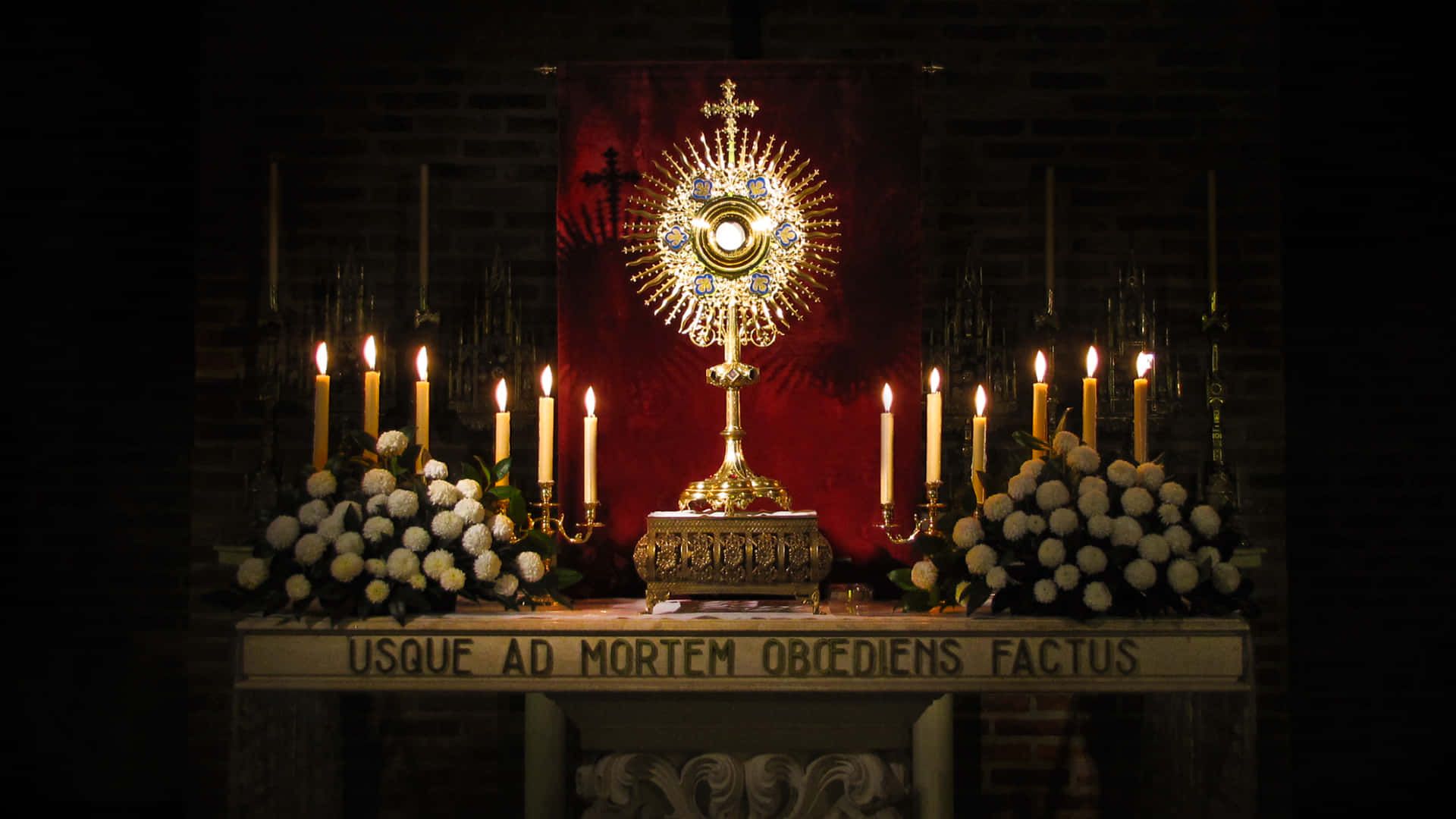 1920x1080 Download Catholic Adoration Altarwith Monstrance Wallpaper