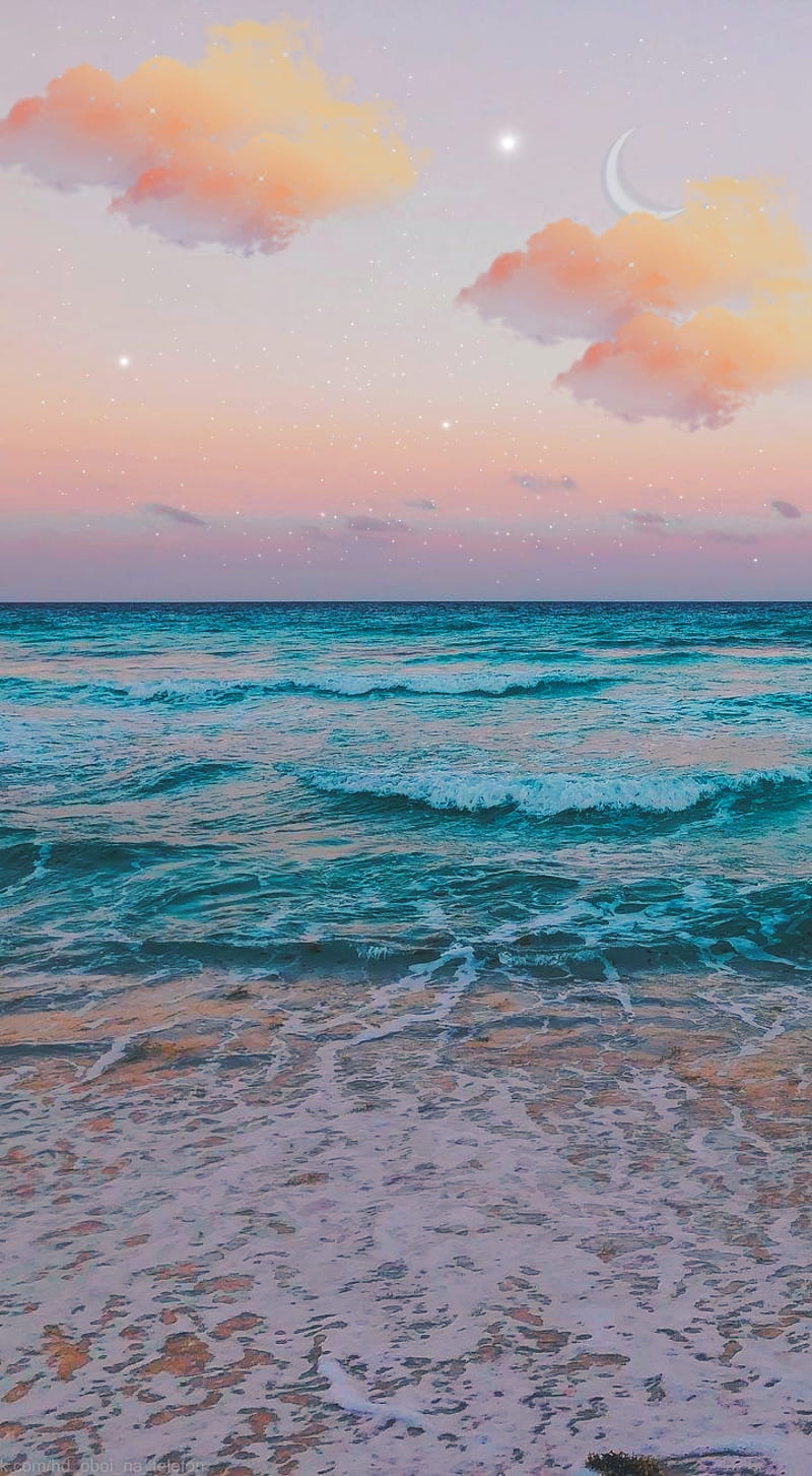 800x1453 Sea and sky, aesthetic, blue, clouds, water, HD phone wallpaper