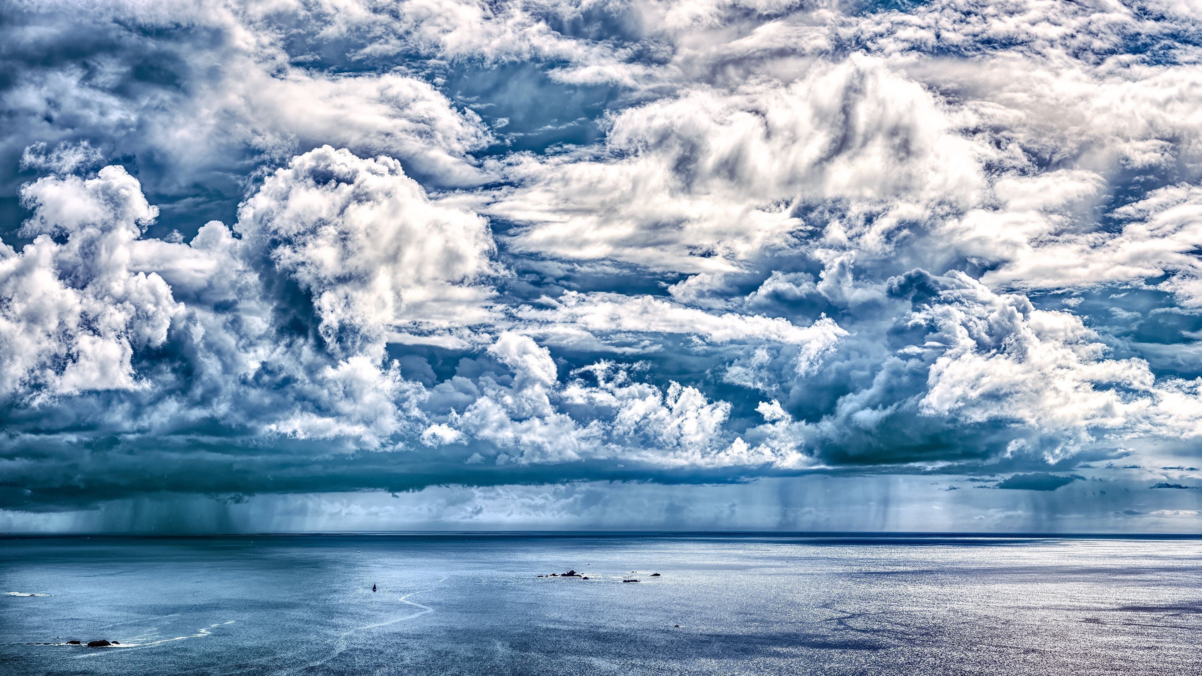 3840x2160 sea clouds sky nature blue wallpaper watre ocean background 4K HD Nature Wallpaper