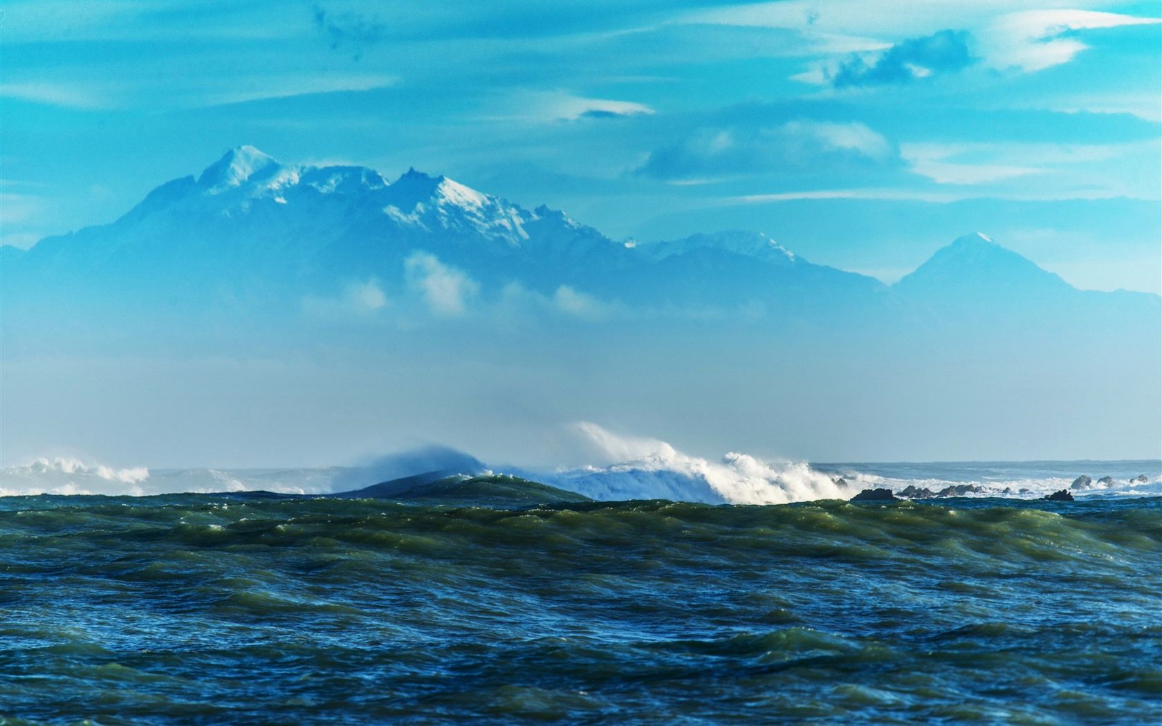 1680x1050 Sea, Water, Mountains, Sky, Clouds 1206x2622 IPhone 16 17 Pro Wallpaper, Background, Picture, Image