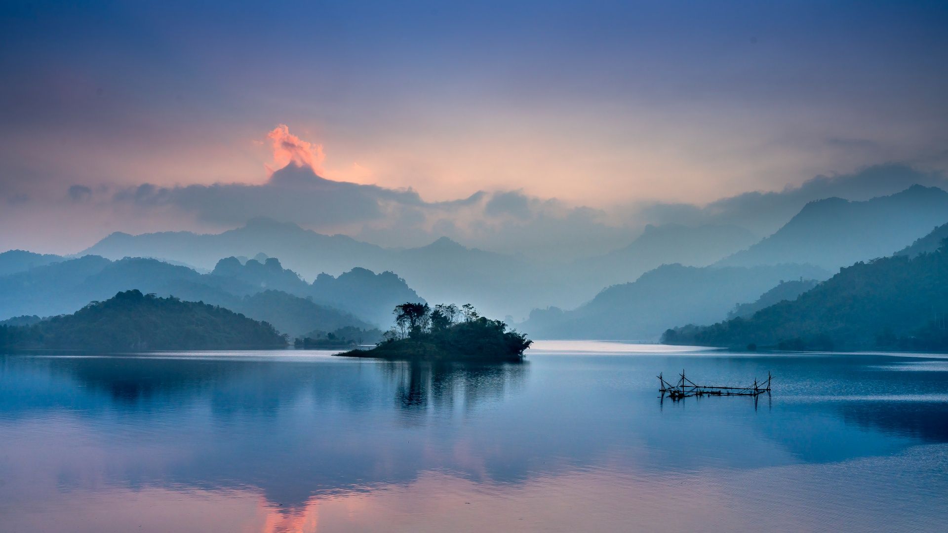 1920x1080 Mountains Wallpaper 4K, Clouds, Scenery, Body of Water