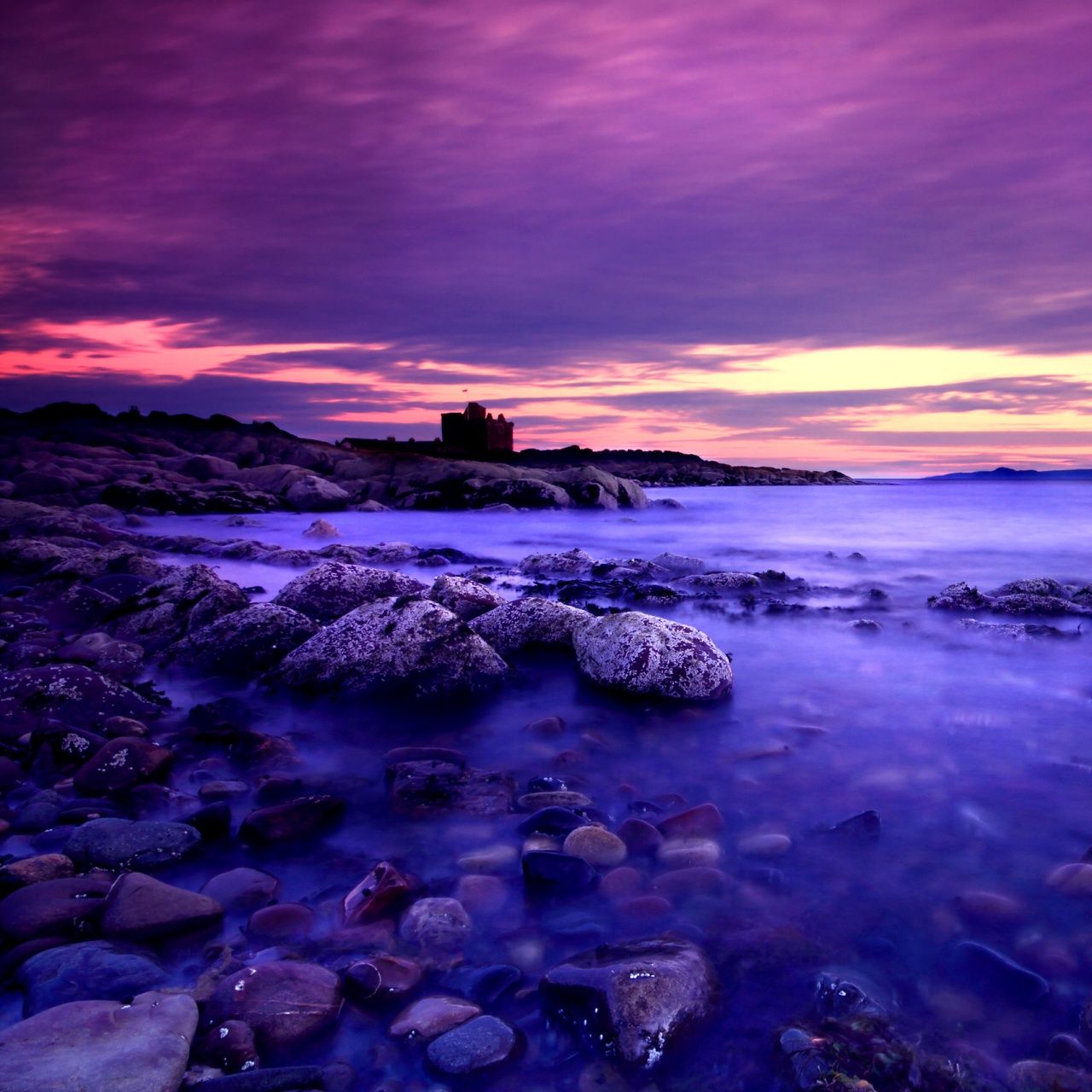 1280x1280 Violet Clouds And Blue Water 4K UHD Wallpaper for UltraHD Desktop and TV : Dual Monitor : Smartphone and Tablet Devices