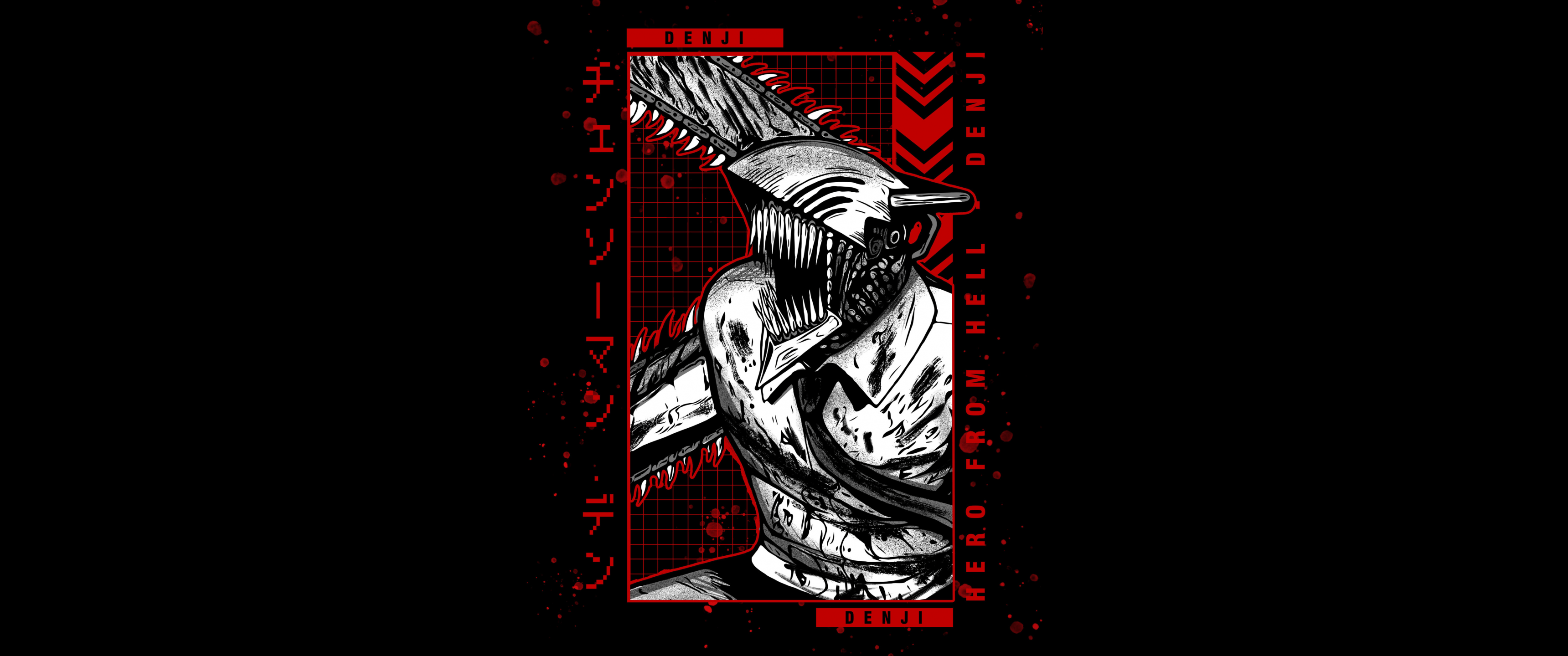 3440x1440 Denji Wallpaper 4K, AMOLED, Chainsaw Man