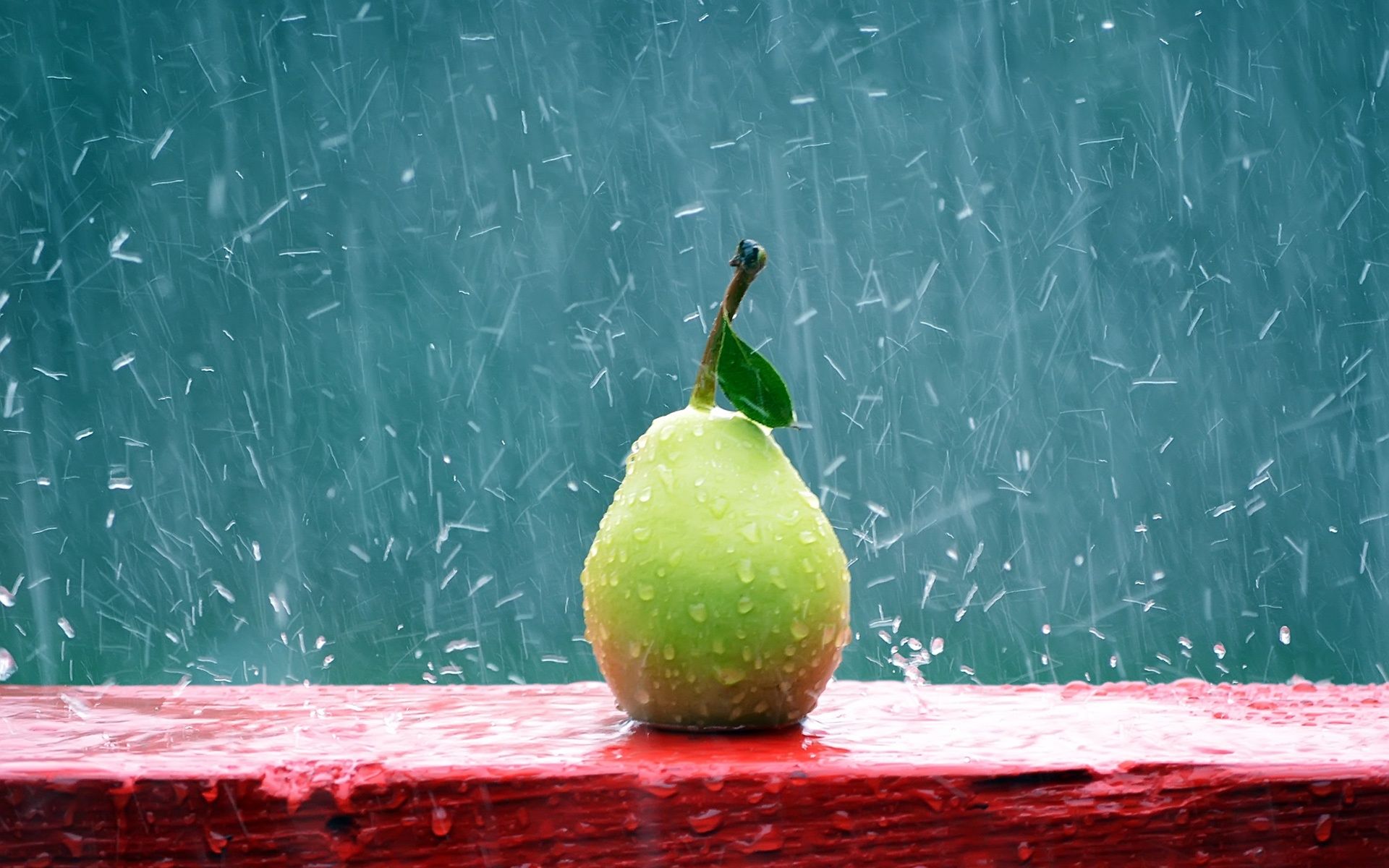 1920x1200 Wallpaper Green pear in the rain 1920x1200 Picture, Image